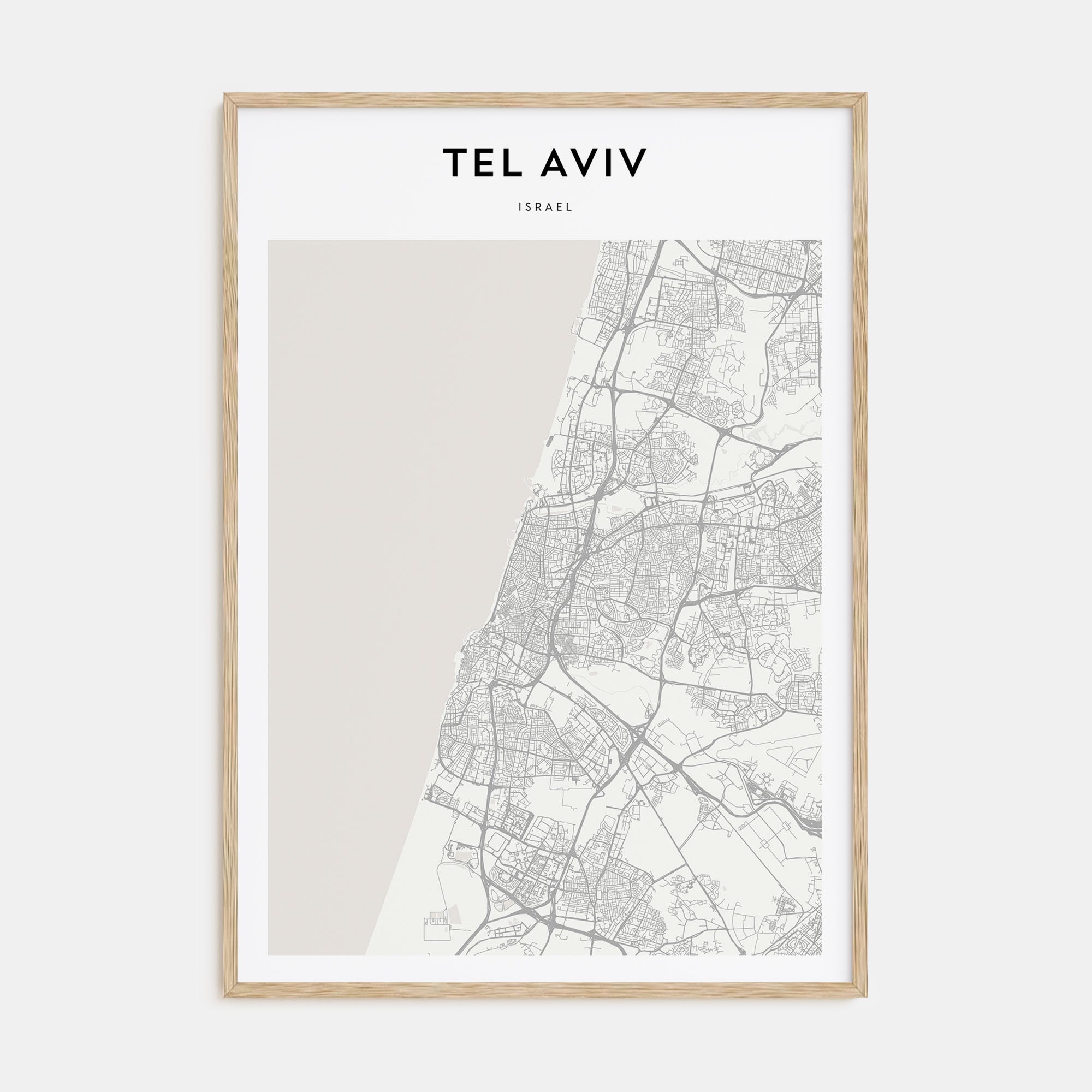 Tel Aviv Map Portrait Poster