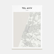Tel Aviv Map Portrait Poster