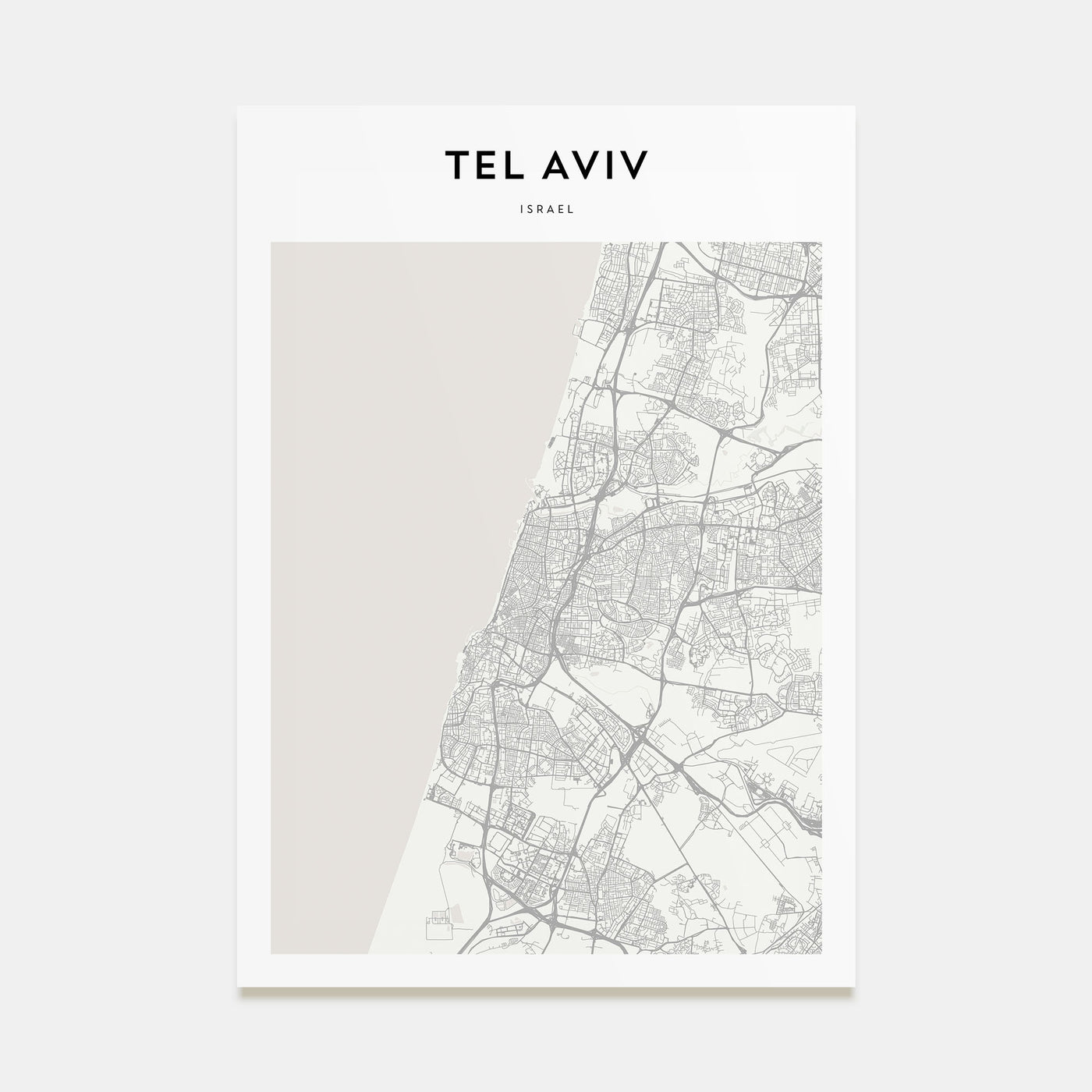 Tel Aviv Map Portrait Poster
