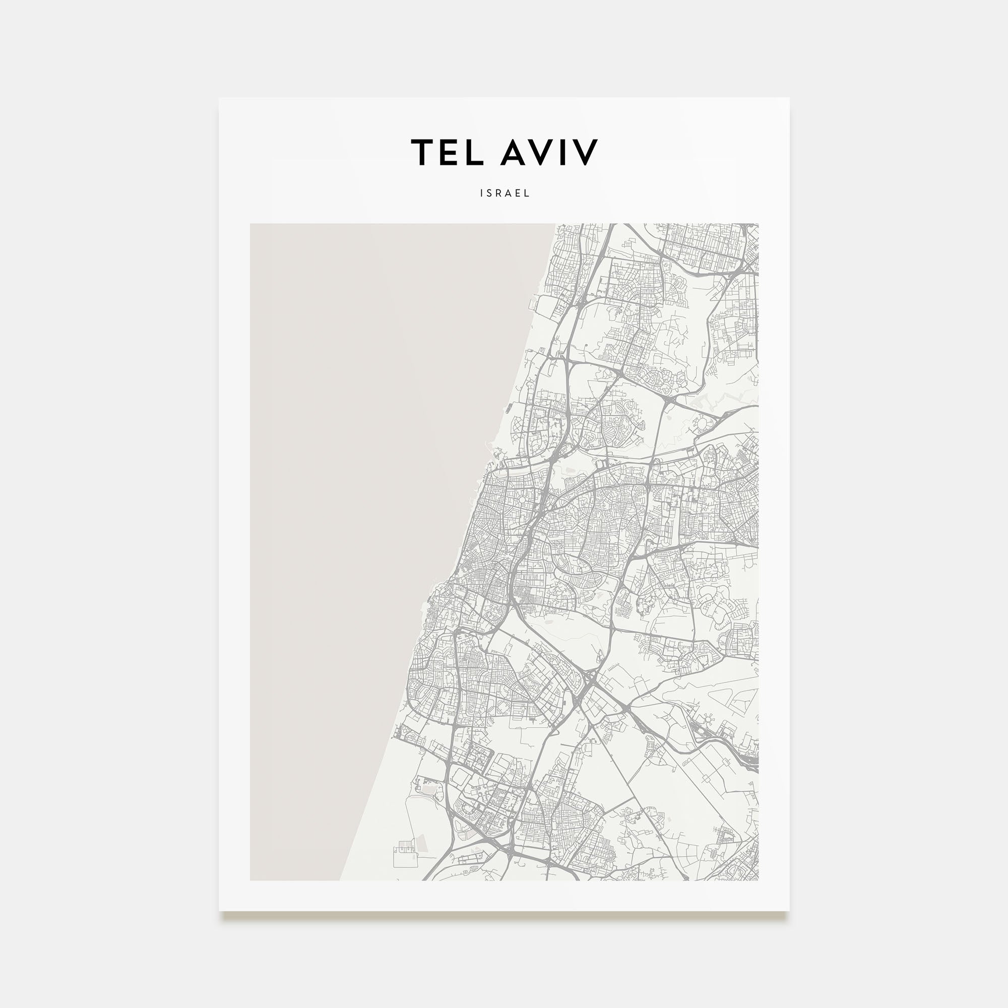 Tel Aviv Map Portrait Poster