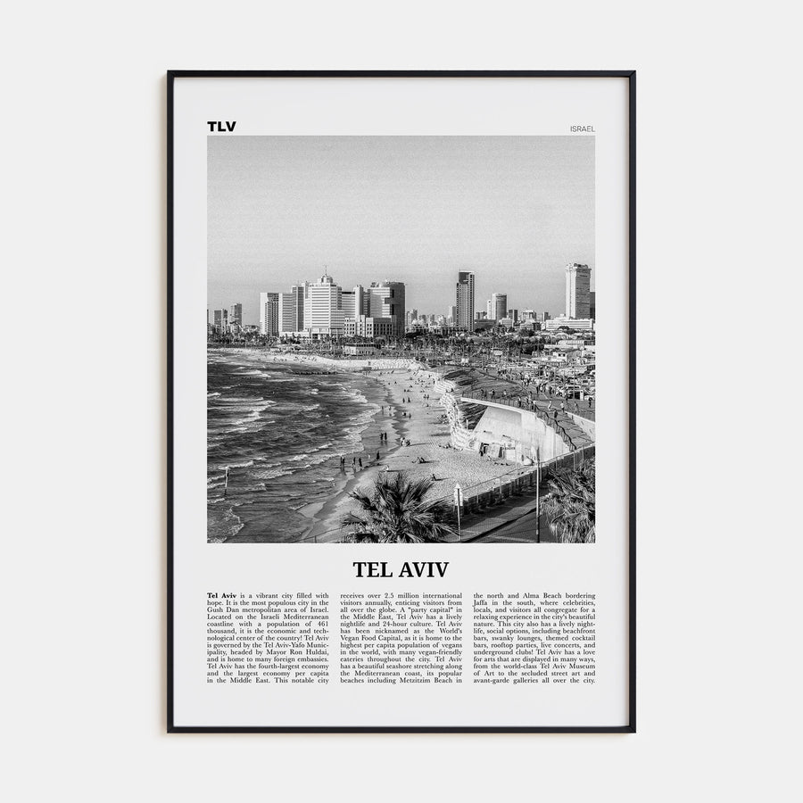 Tel Aviv Travel B&W No 1 Poster