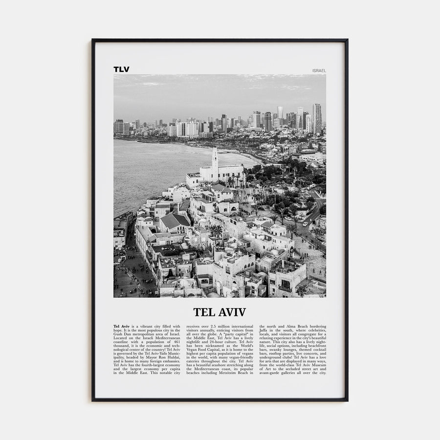 Tel Aviv Travel B&W No 2 Poster