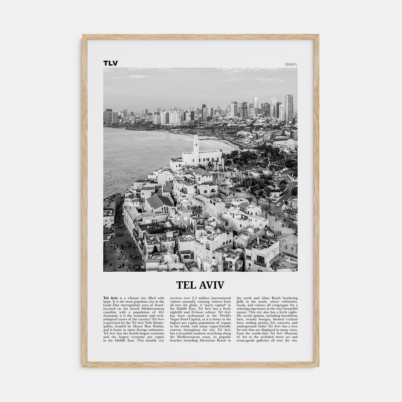 Tel Aviv Travel B&W No 2 Poster