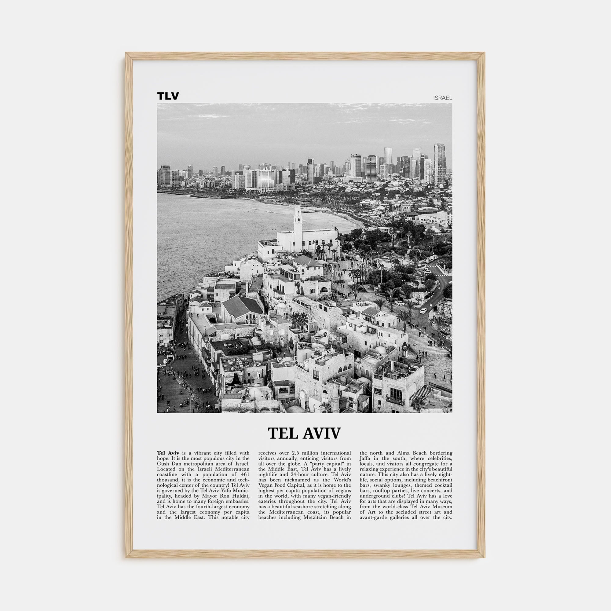 Tel Aviv Travel B&W No 2 Poster