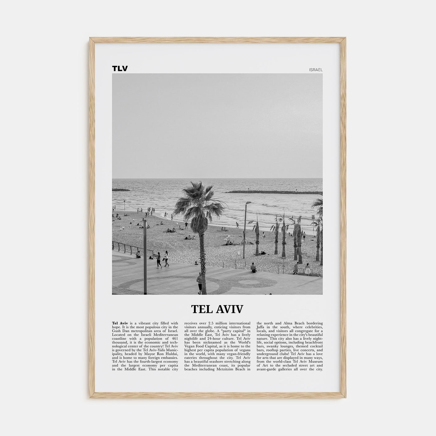 Tel Aviv Travel B&W No 3 Poster