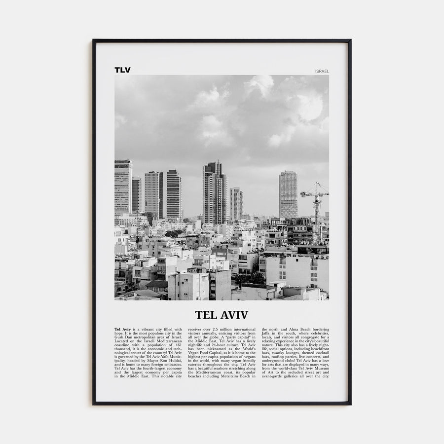 Tel Aviv Travel B&W No 4 Poster