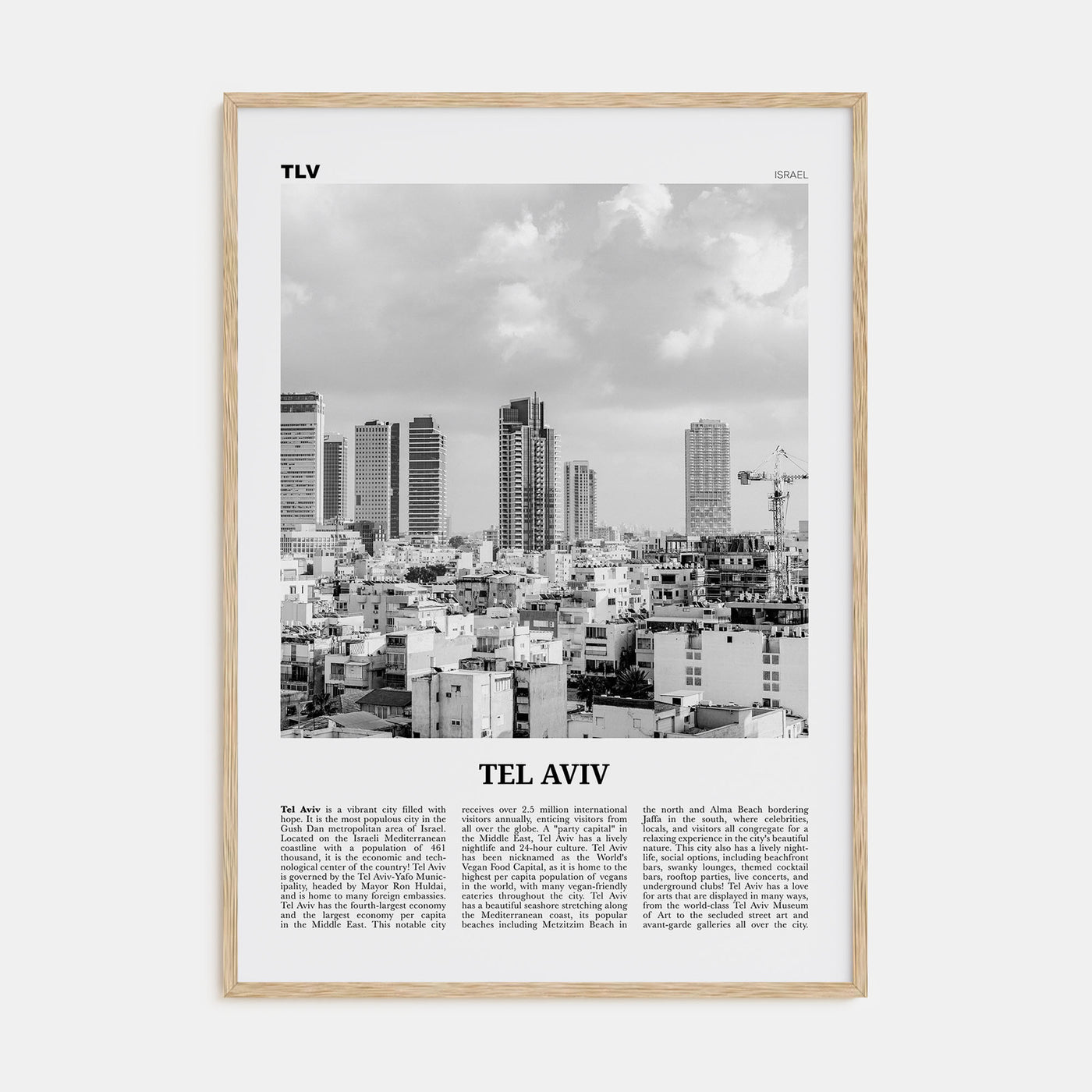 Tel Aviv Travel B&W No 4 Poster