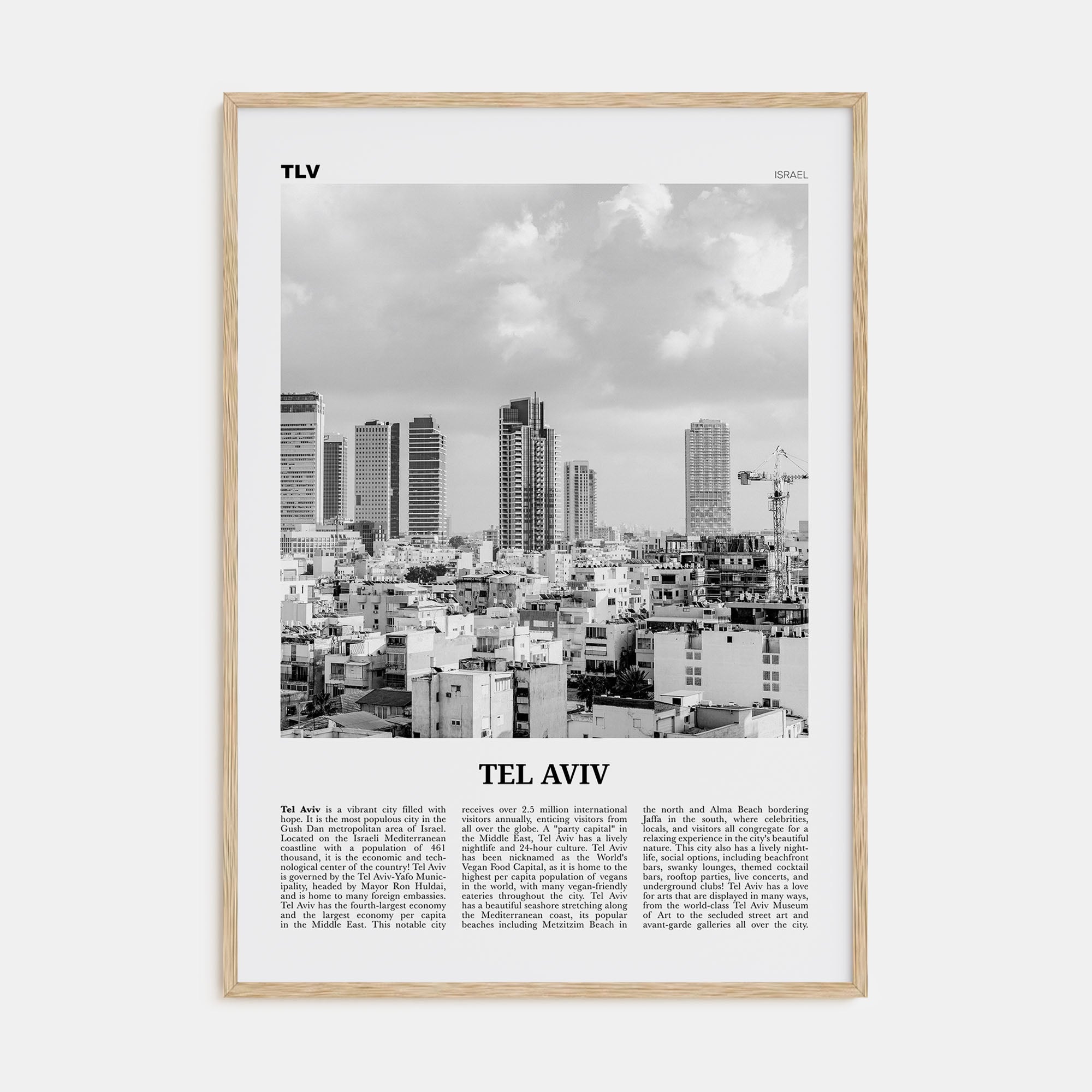 Tel Aviv Travel B&W No 4 Poster