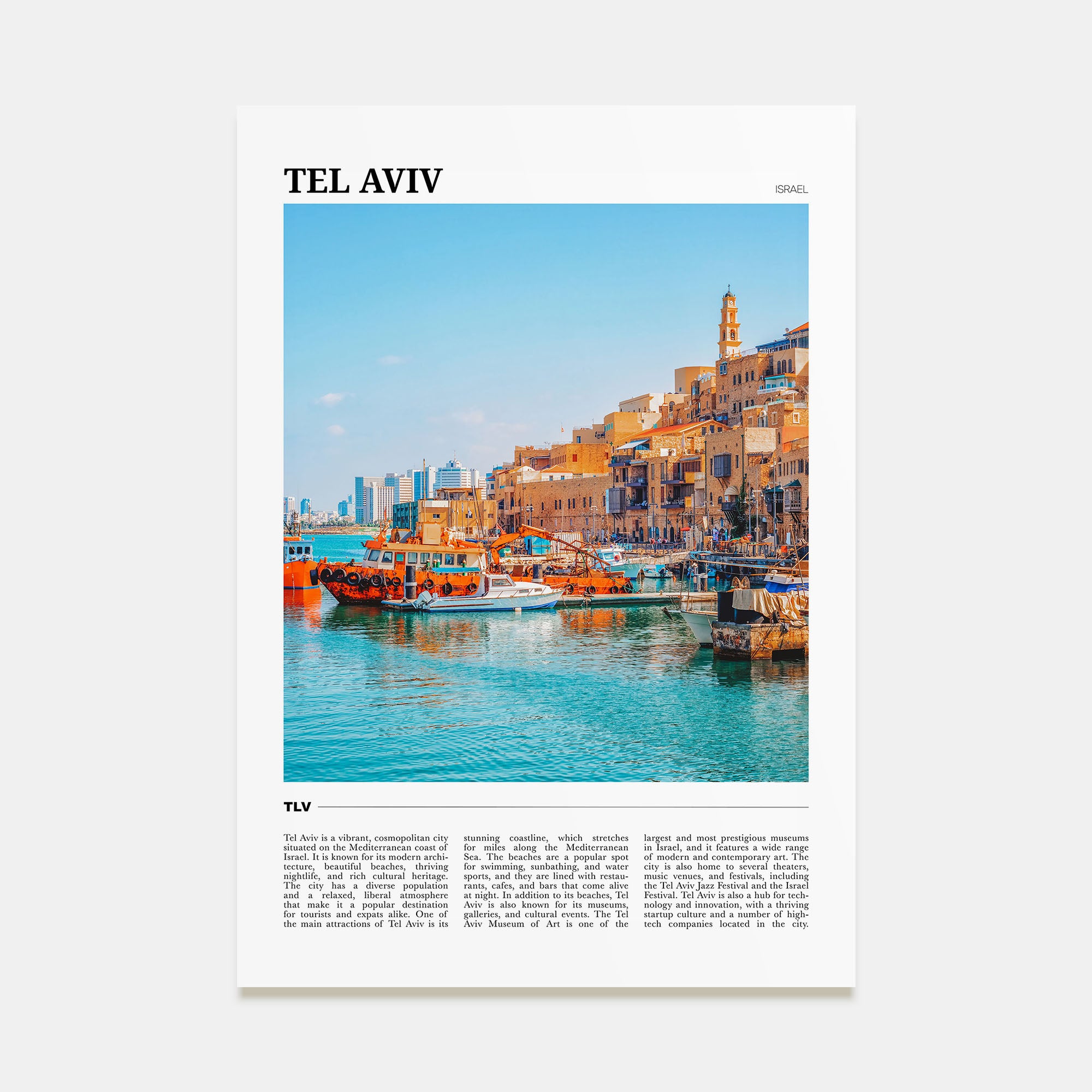 Tel Aviv Travel Color Poster
