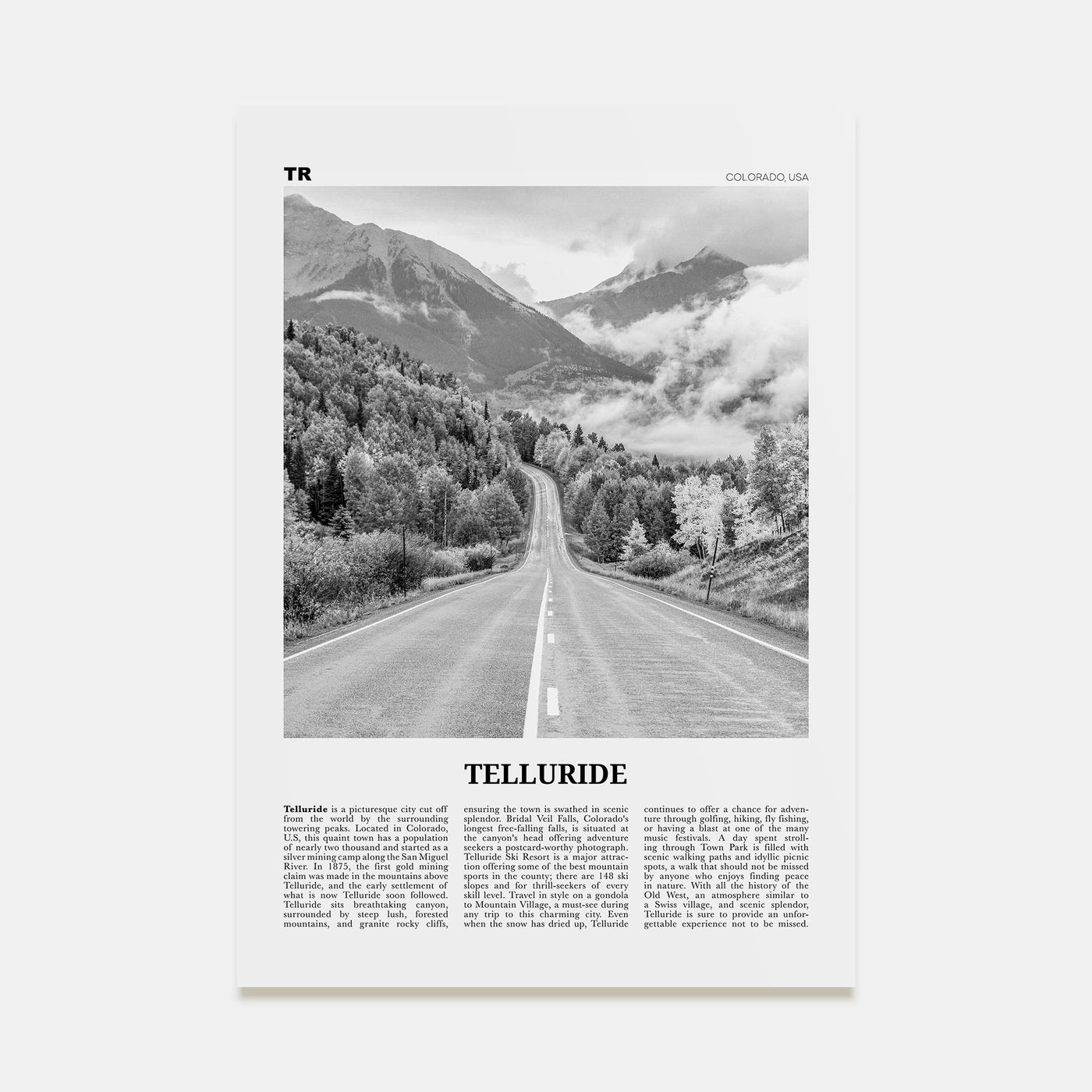 Telluride Travel B&W No 2 Poster