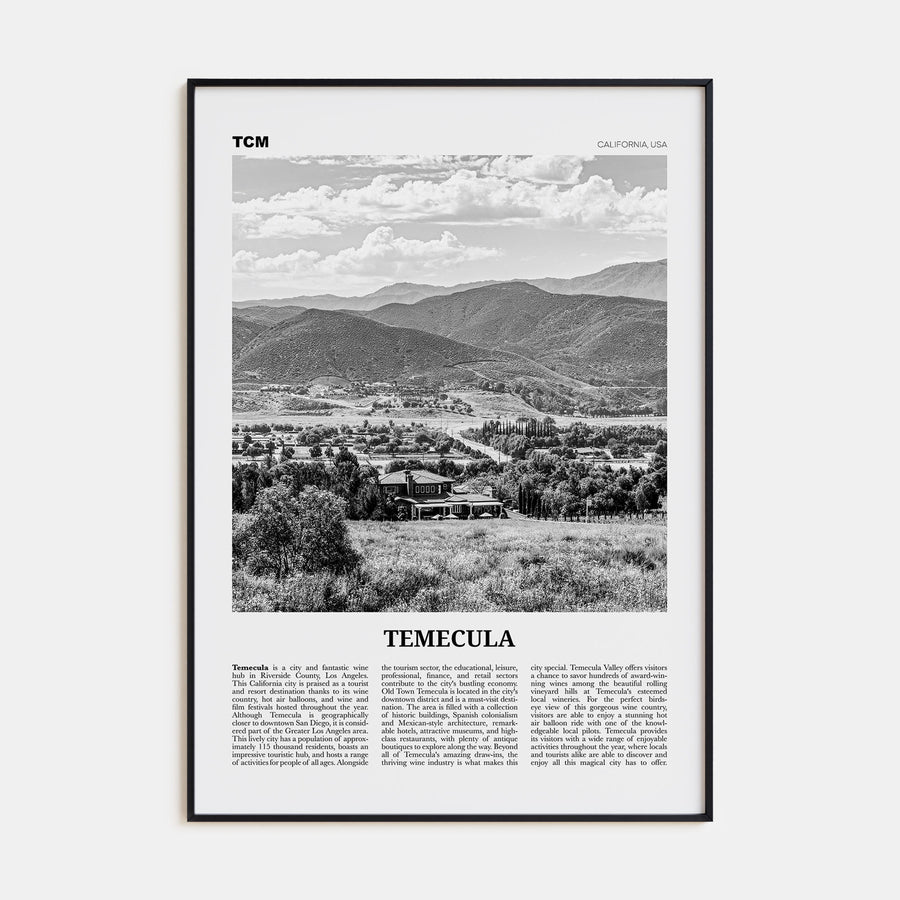 Temecula Travel B&W Poster