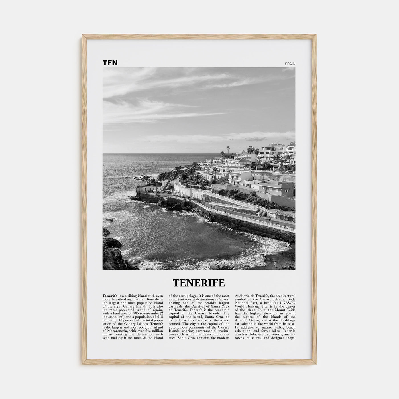 Tenerife Travel B&W Poster