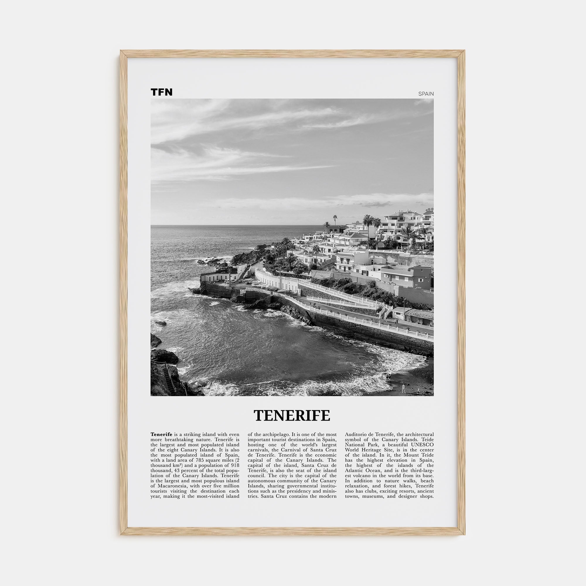 Tenerife Travel B&W Poster