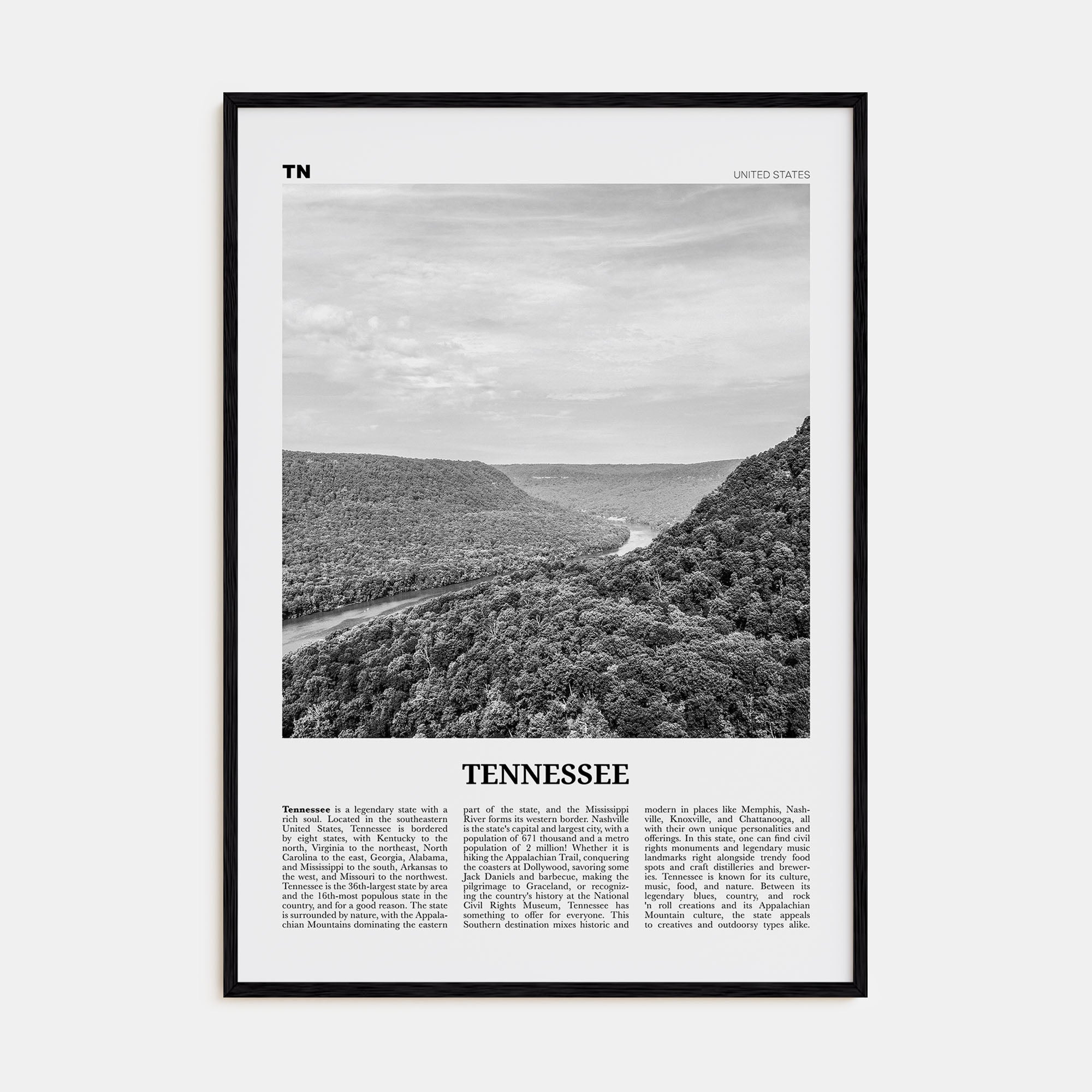 Tennessee Travel B&W No 1 Poster