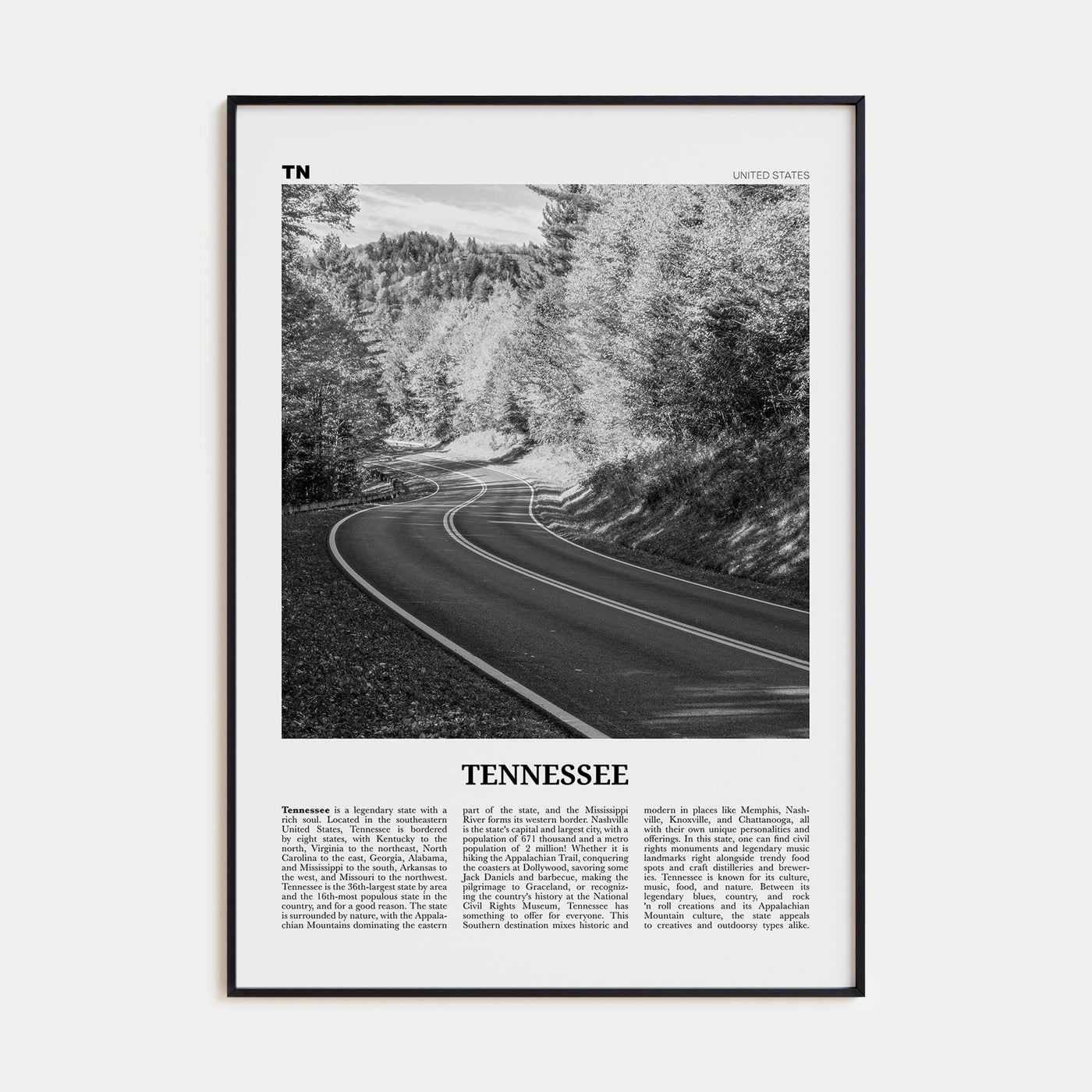 Tennessee Travel B&W No 2 Poster