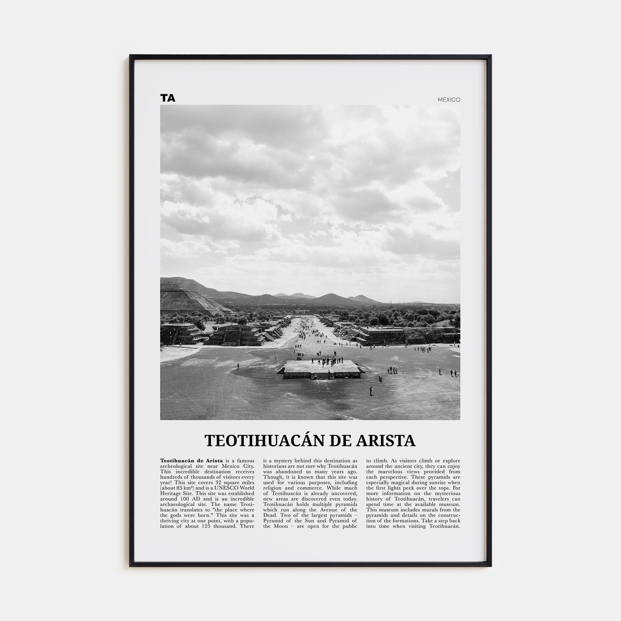 Teotihuacán de Arista Travel B&W Poster