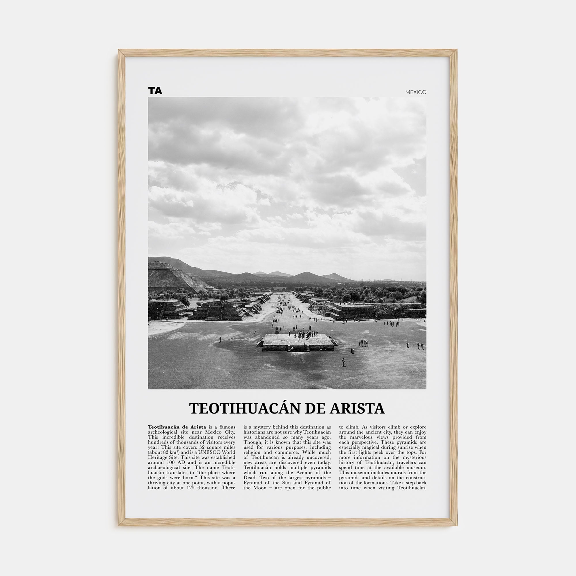 Teotihuacán de Arista Travel B&W Poster
