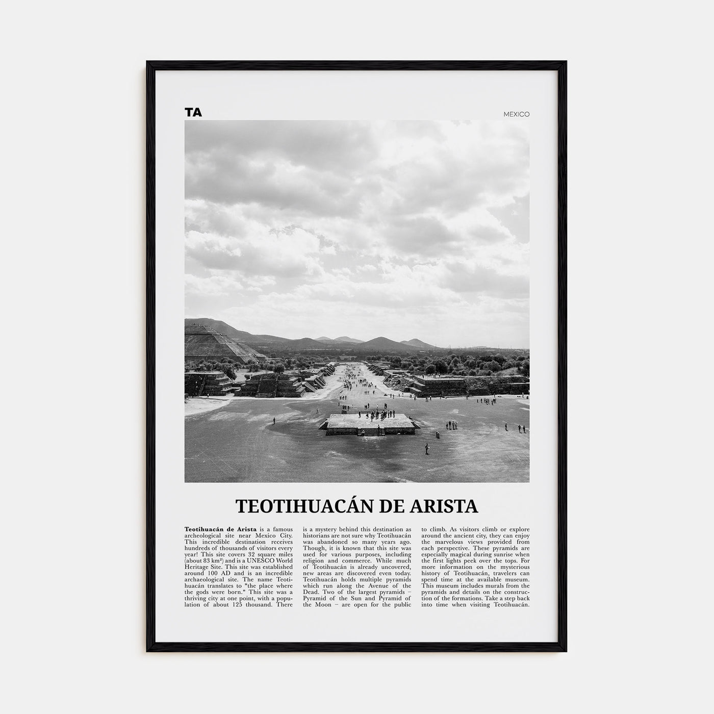 Teotihuacán de Arista Travel B&W Poster