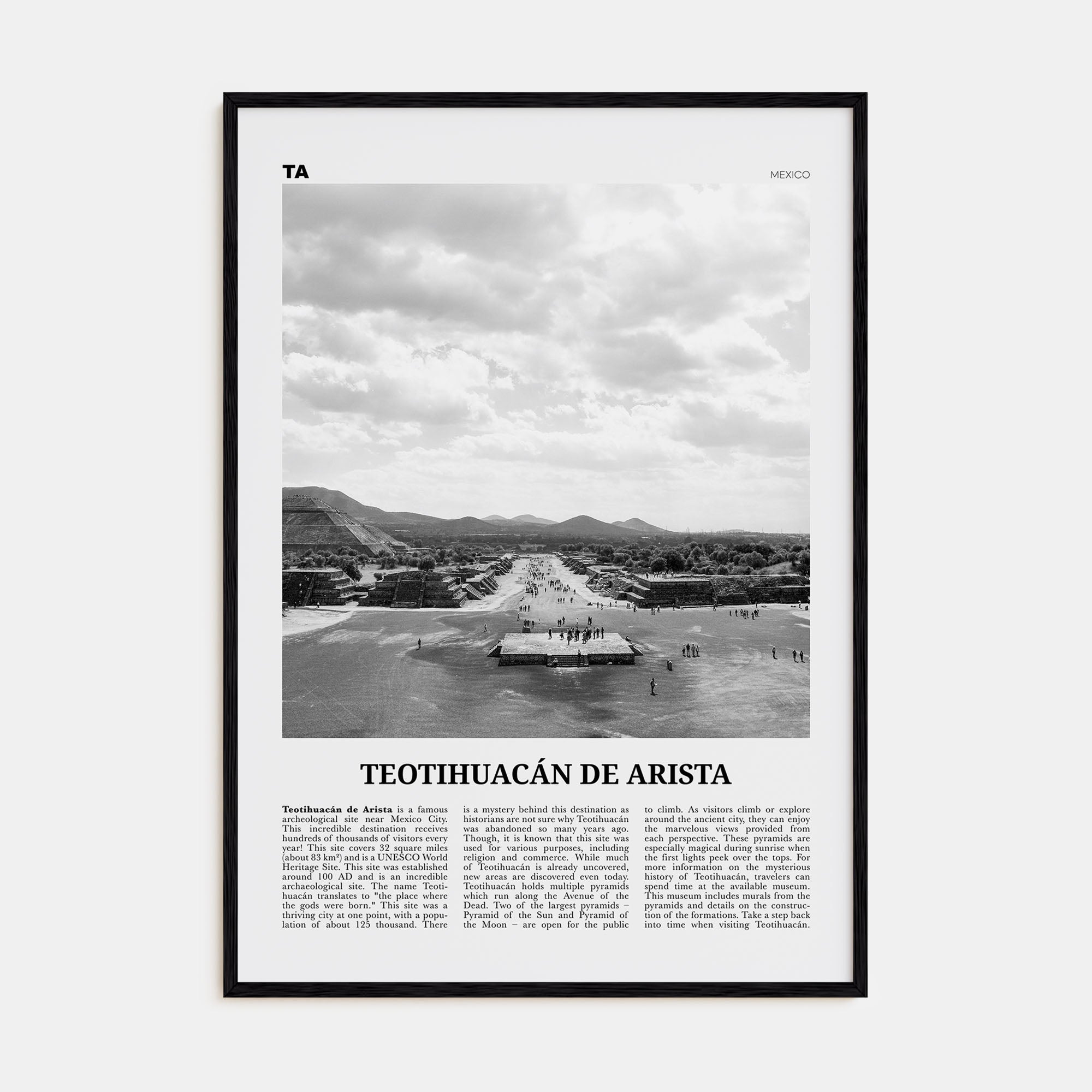 Teotihuacán de Arista Travel B&W Poster