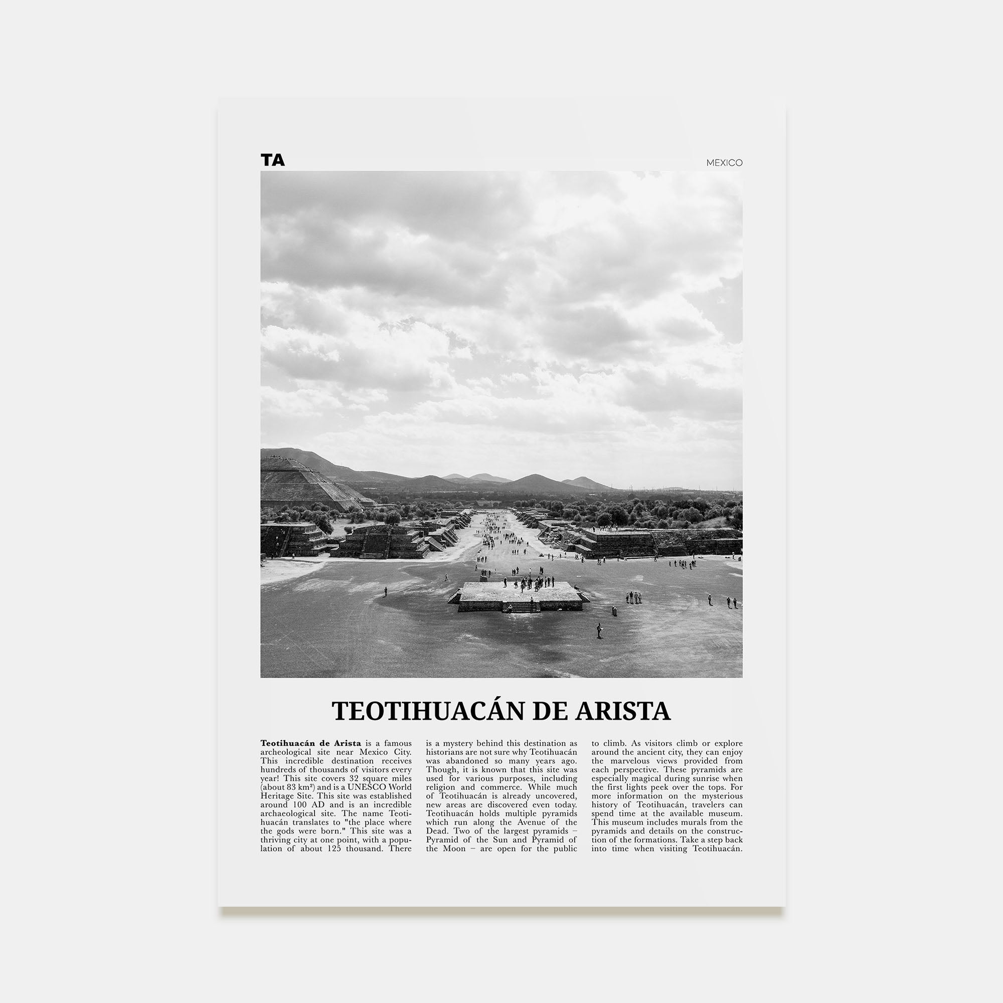 Teotihuacán de Arista Travel B&W Poster