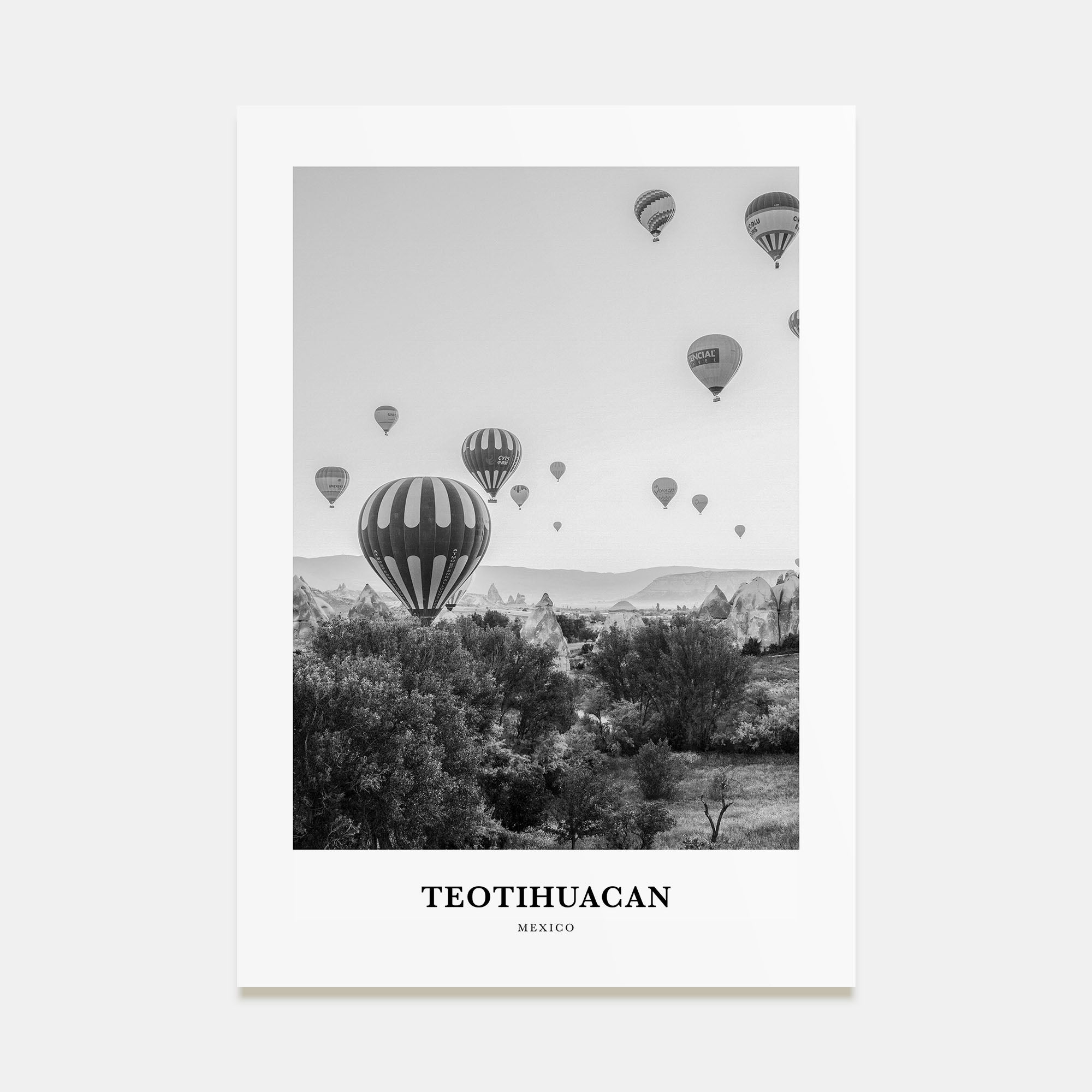 Teotihuacán Portrait B&W Poster