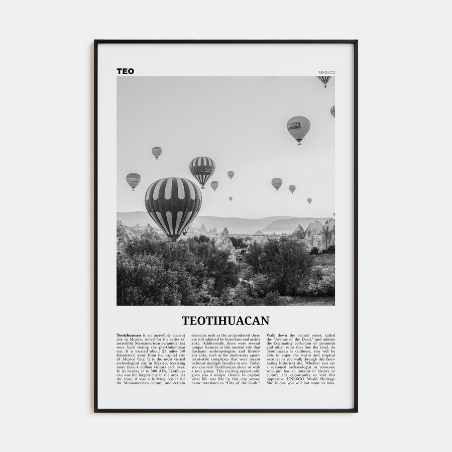Teotihuacán Travel B&W Poster