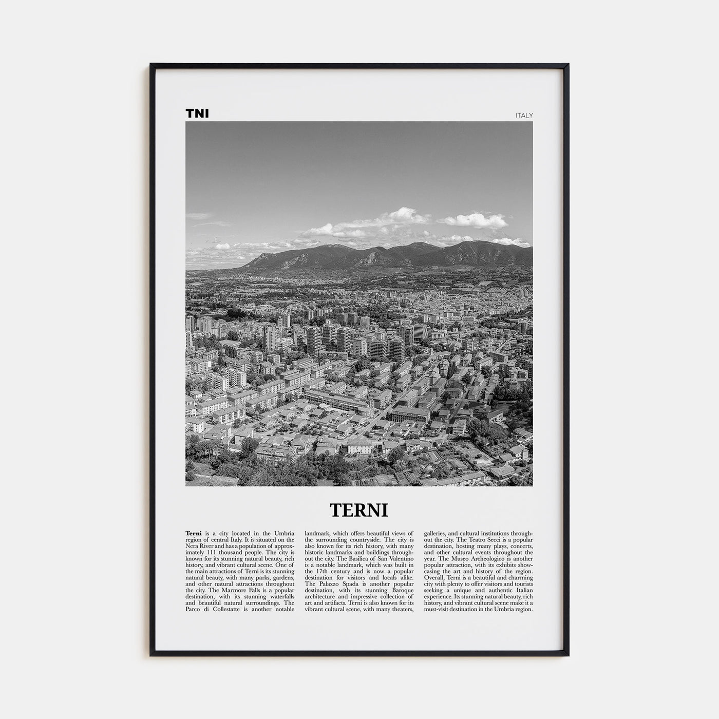 Terni Travel B&W Poster