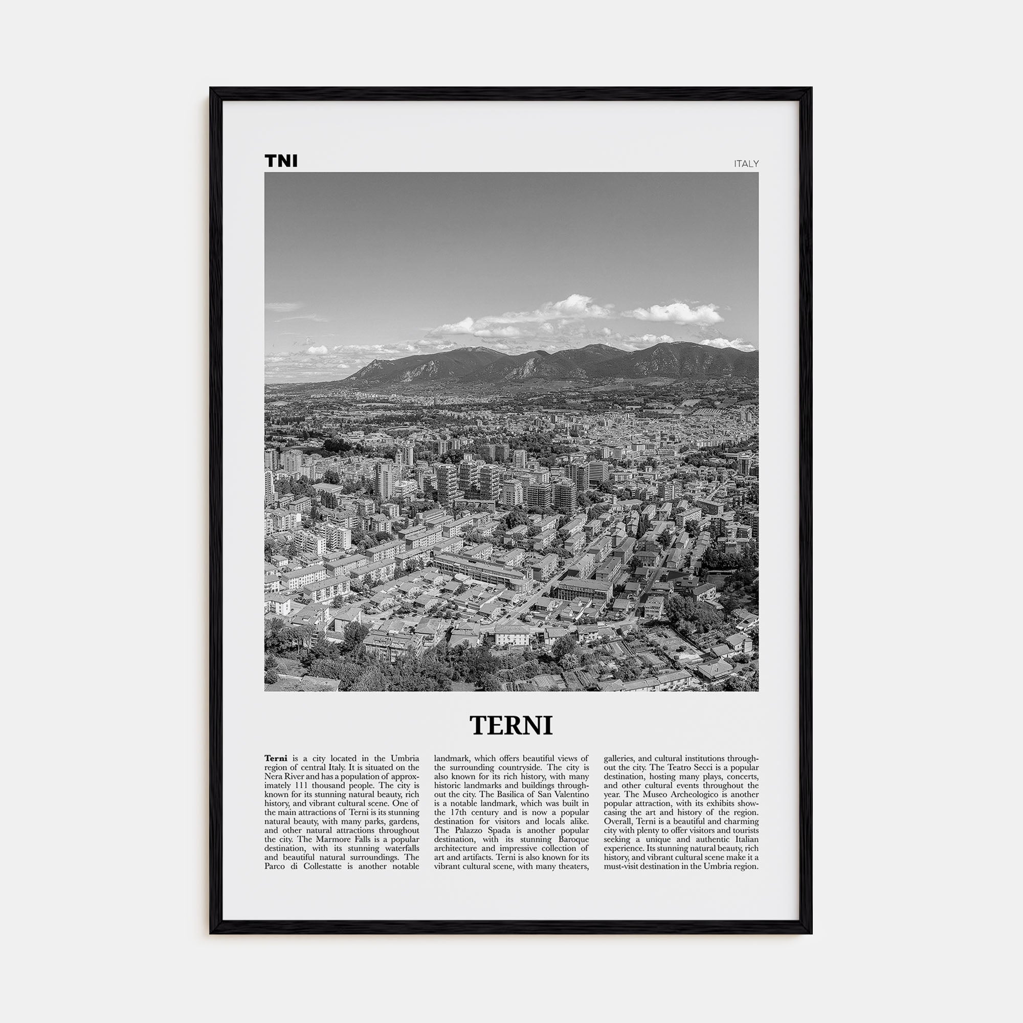 Terni Travel B&W Poster