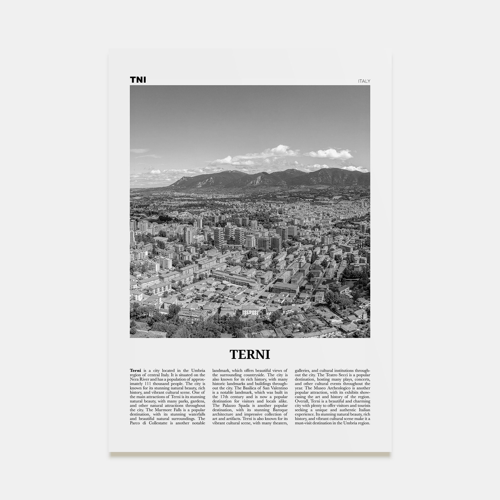Terni Travel B&W Poster