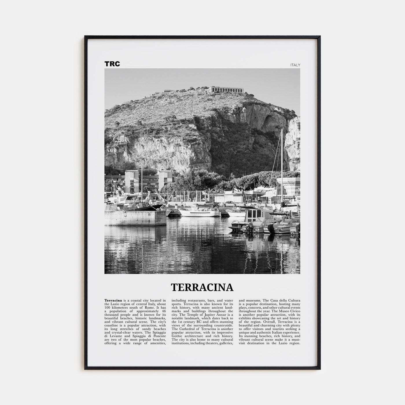 Terracina Travel B&W Poster