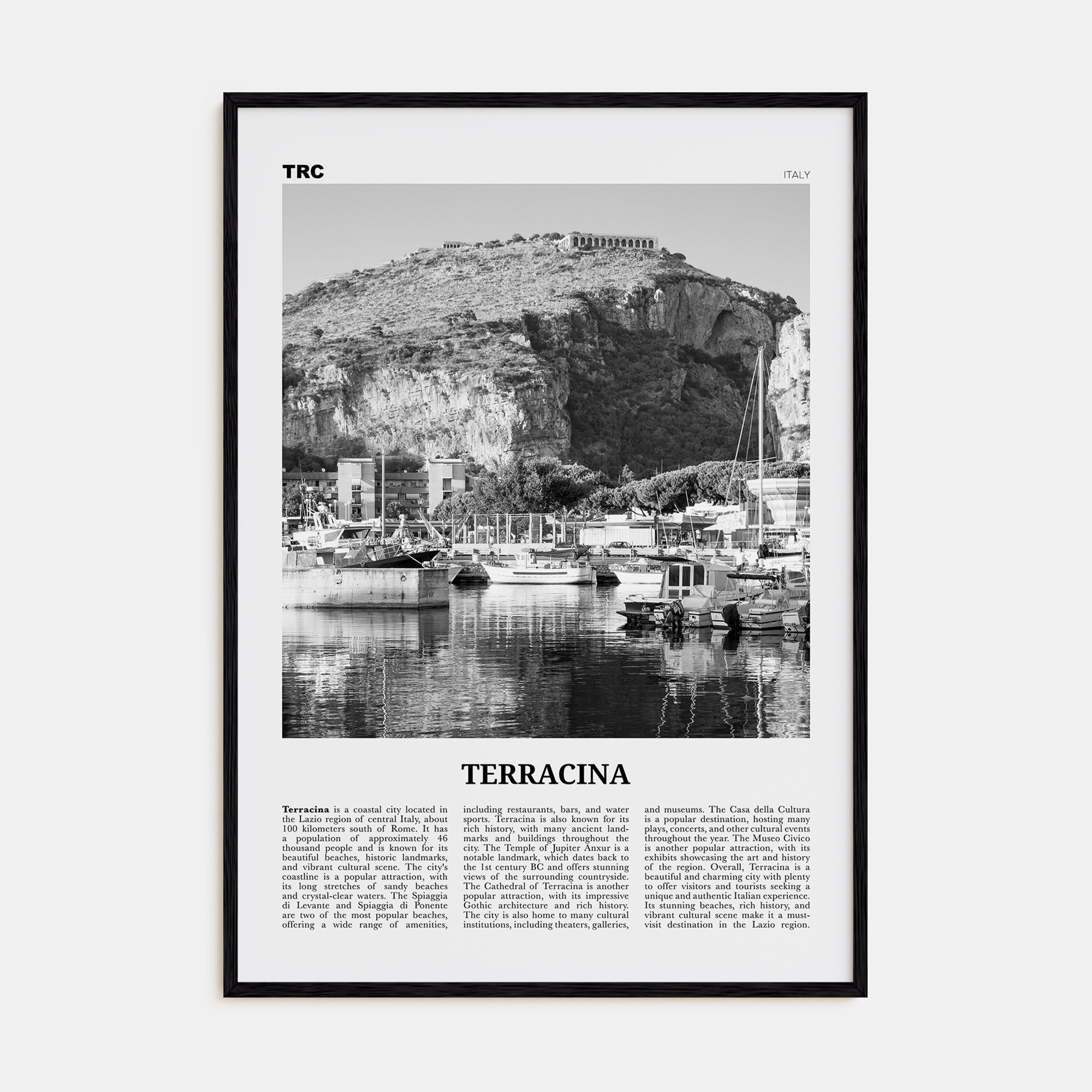 Terracina Travel B&W Poster