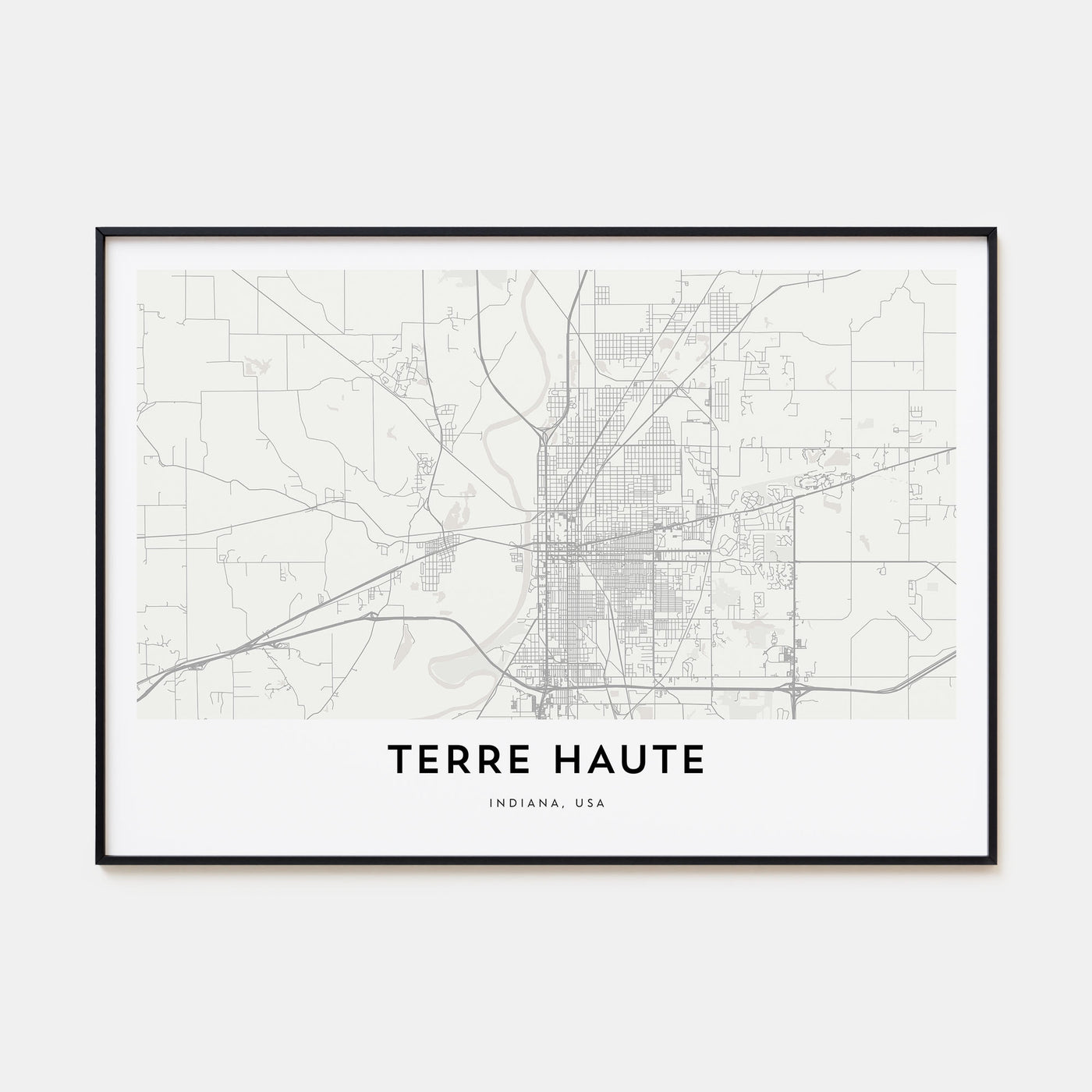 Terre Haute Map Landscape Poster