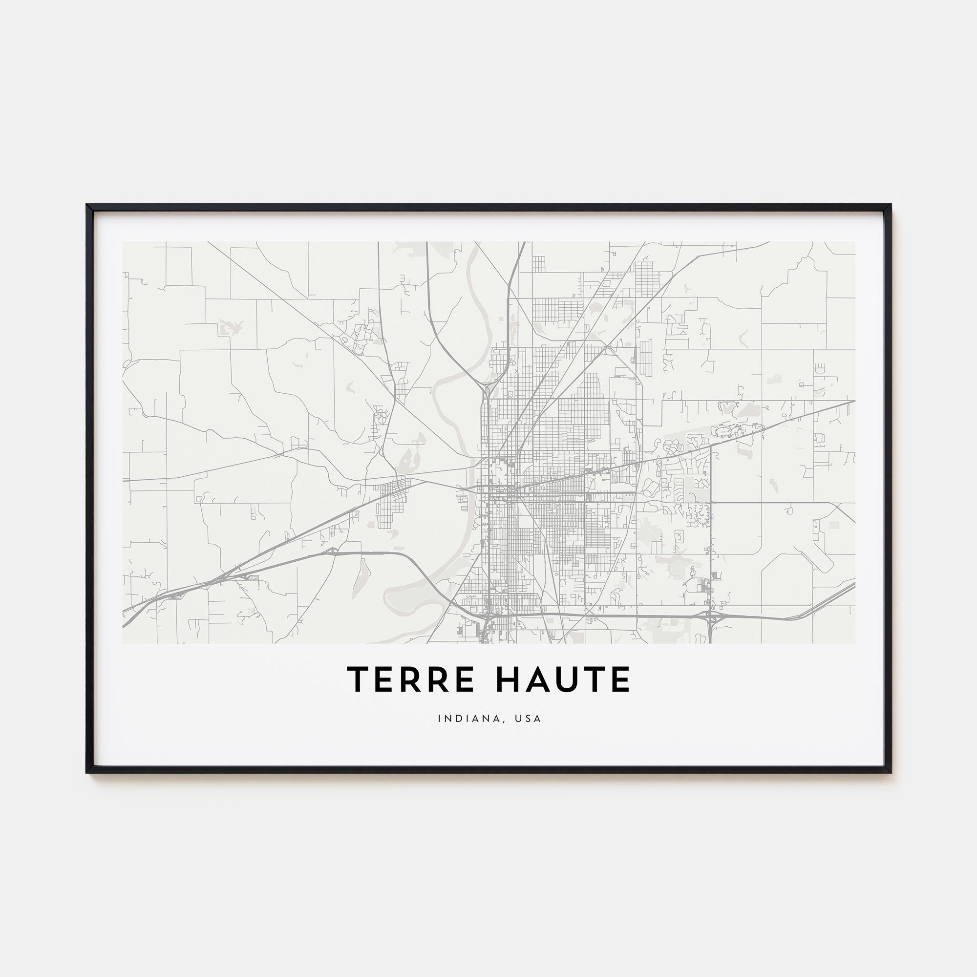 Terre Haute Map Landscape Poster
