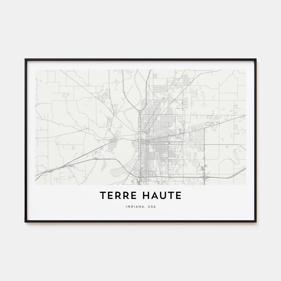 Terre Haute Map Landscape Poster
