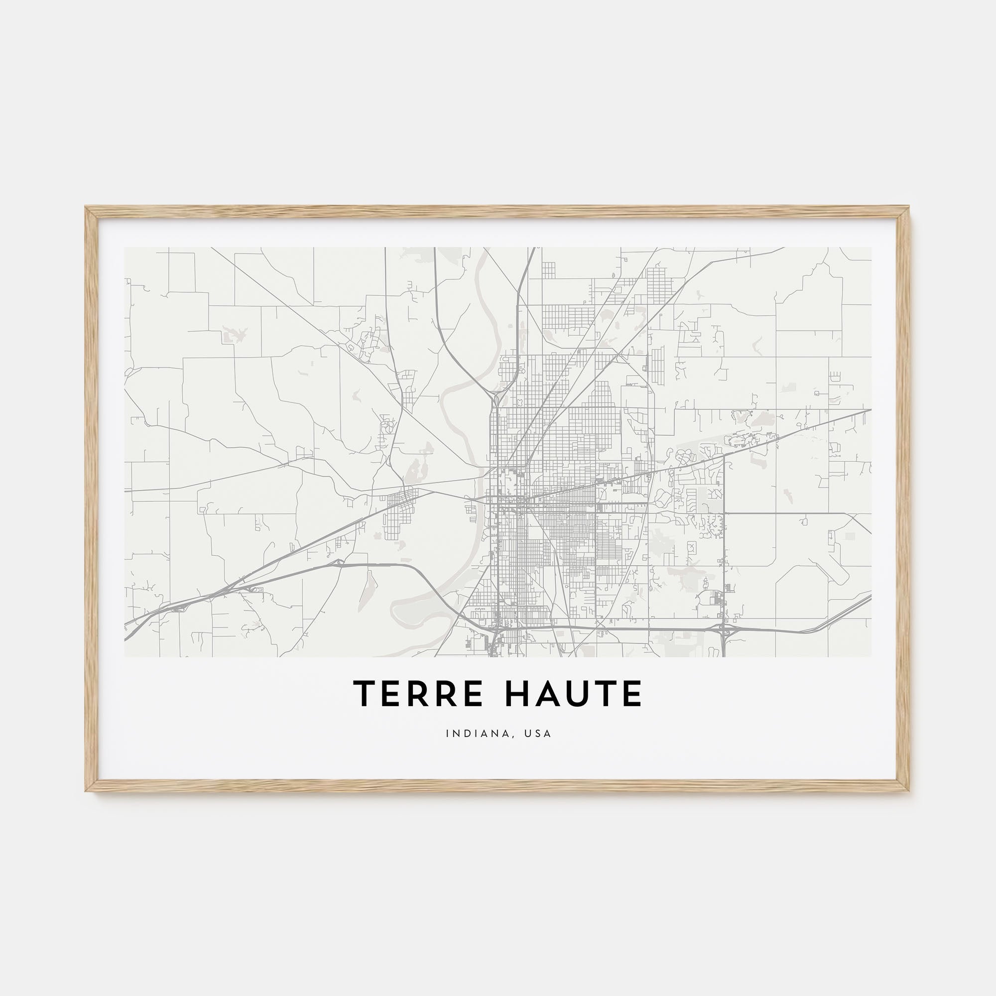 Terre Haute Map Landscape Poster