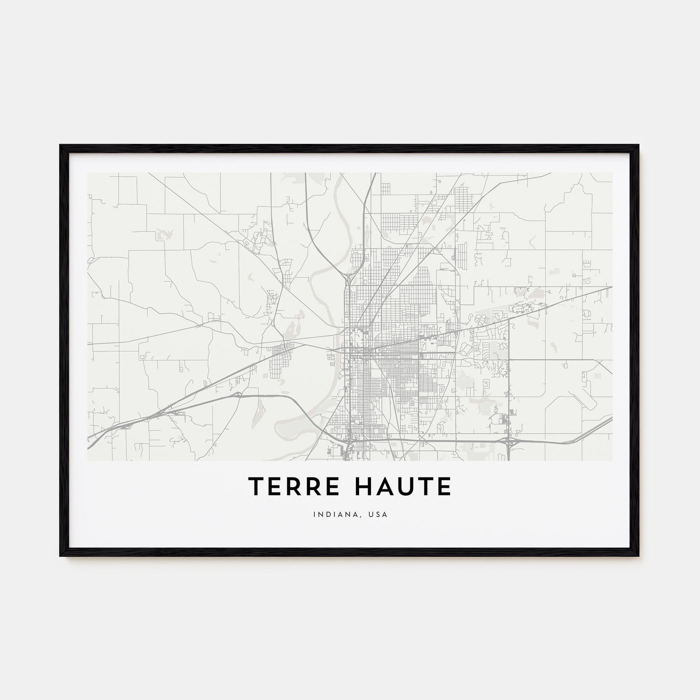Terre Haute Map Landscape Poster