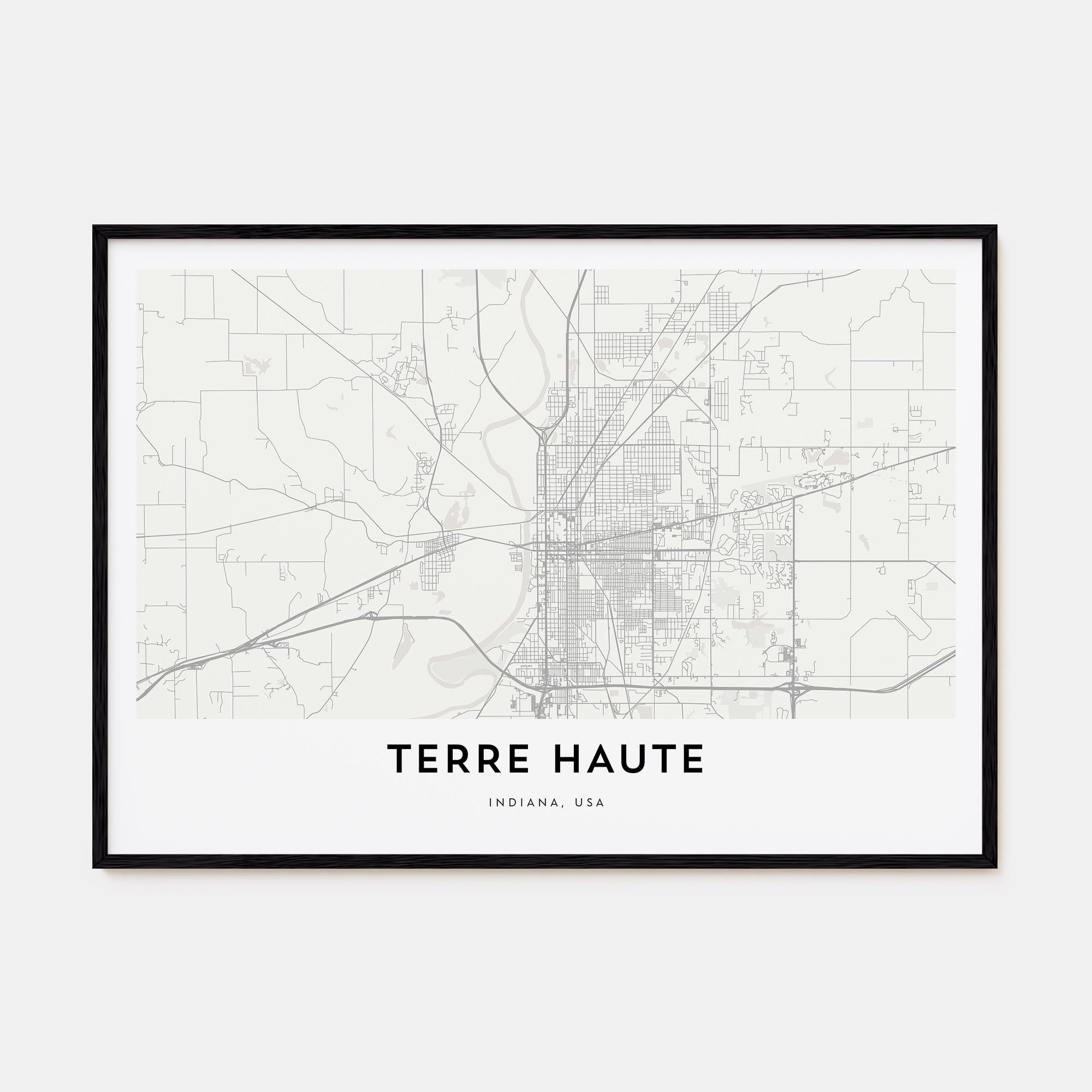 Terre Haute Map Landscape Poster