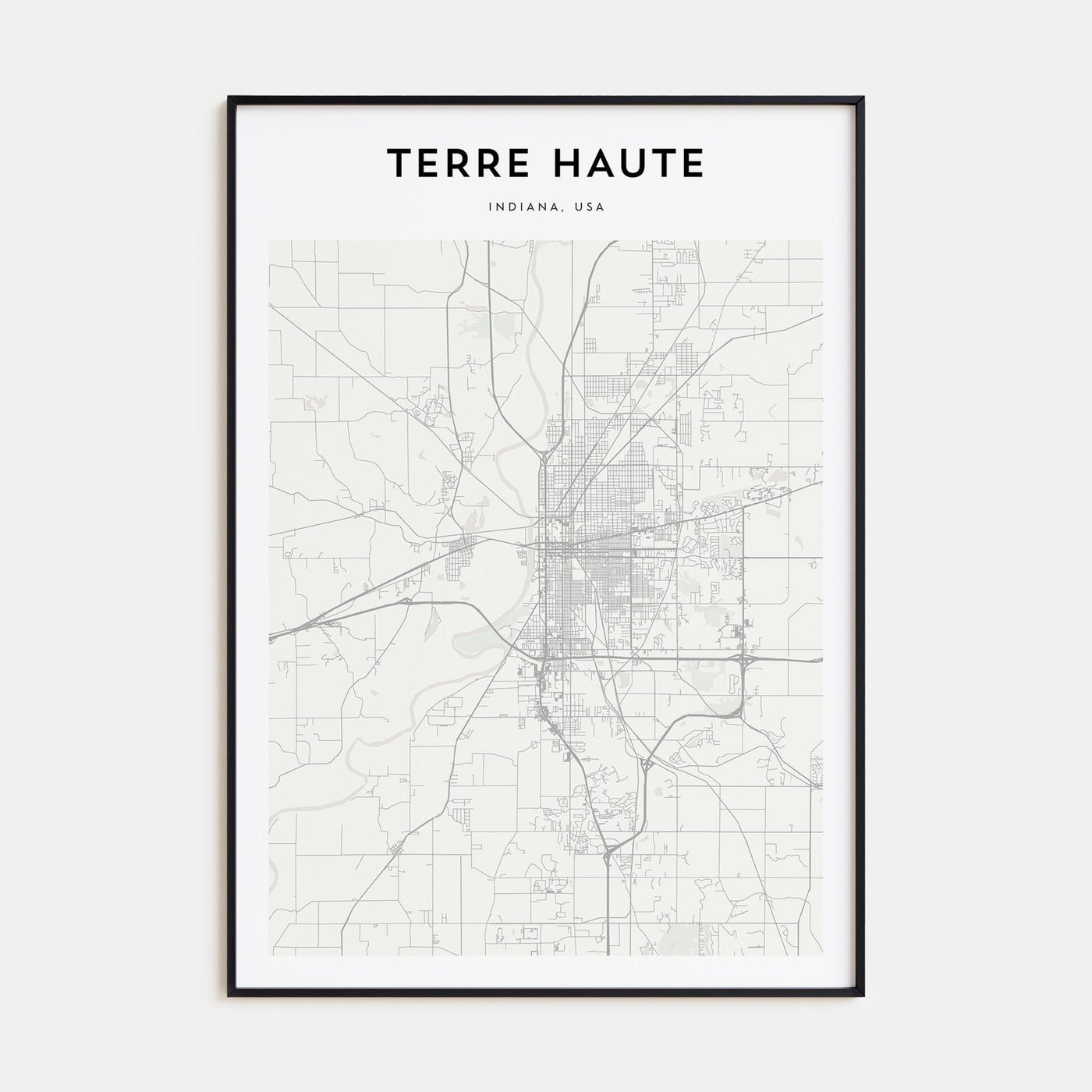 Terre Haute Map Portrait Poster