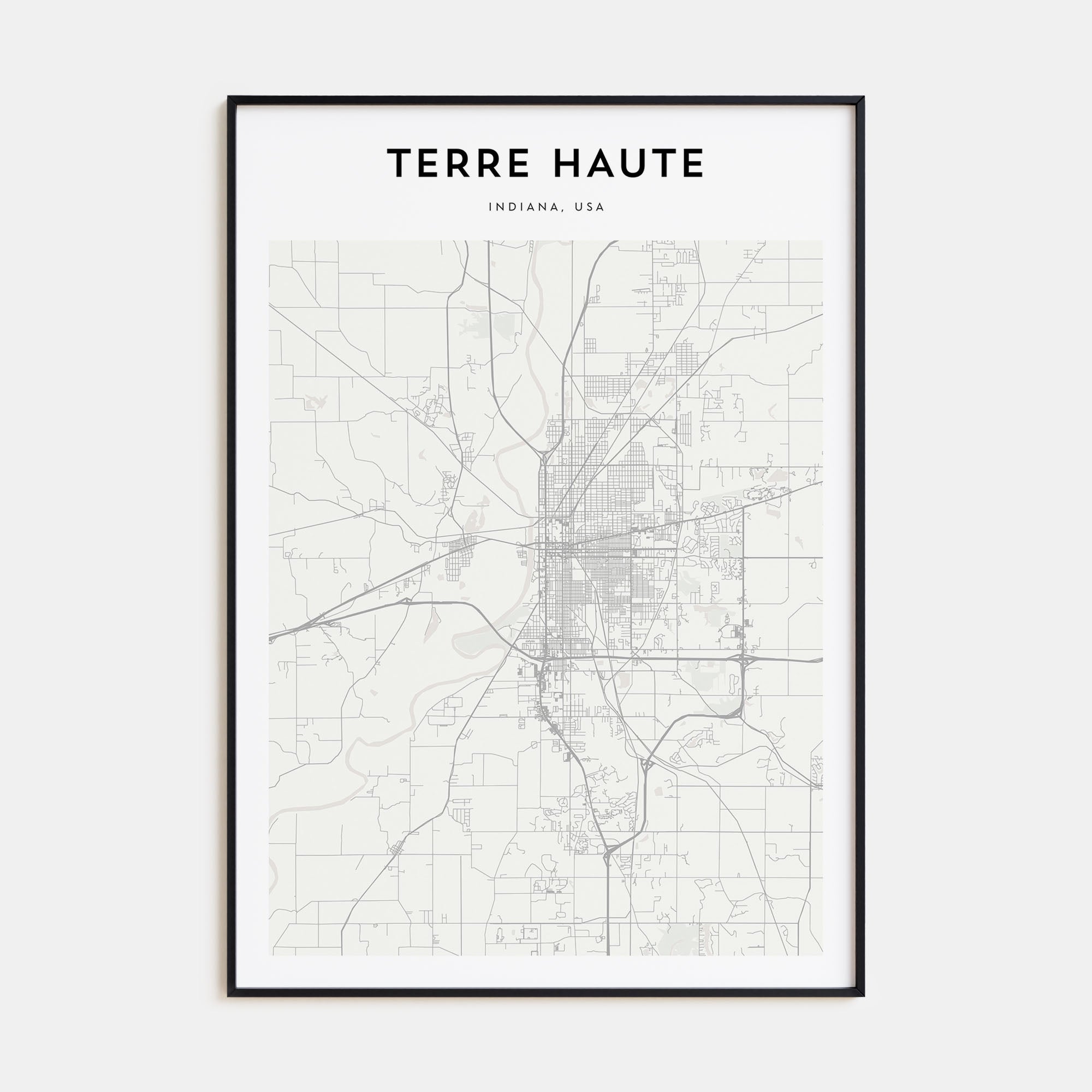 Terre Haute Map Portrait Poster