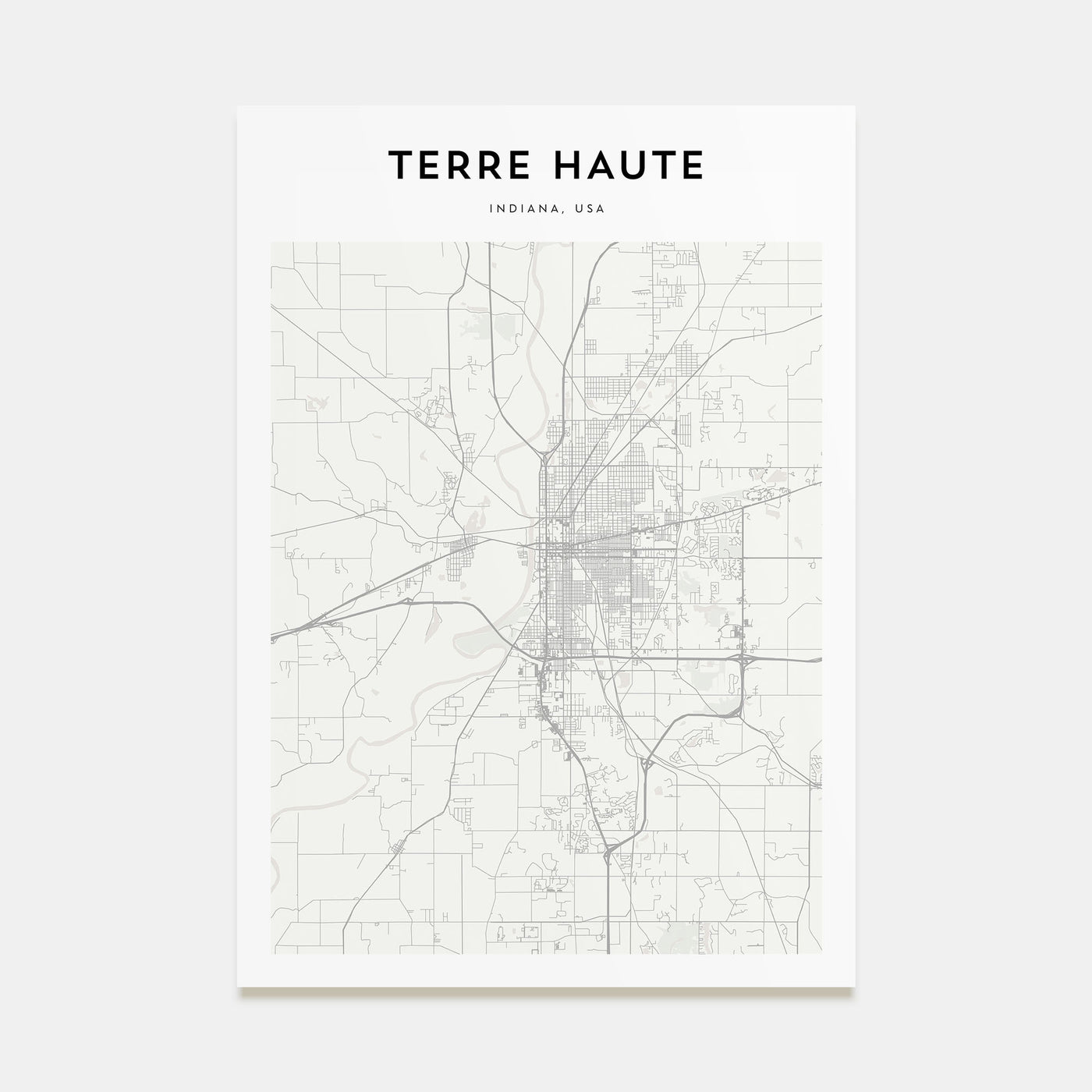 Terre Haute Map Portrait Poster