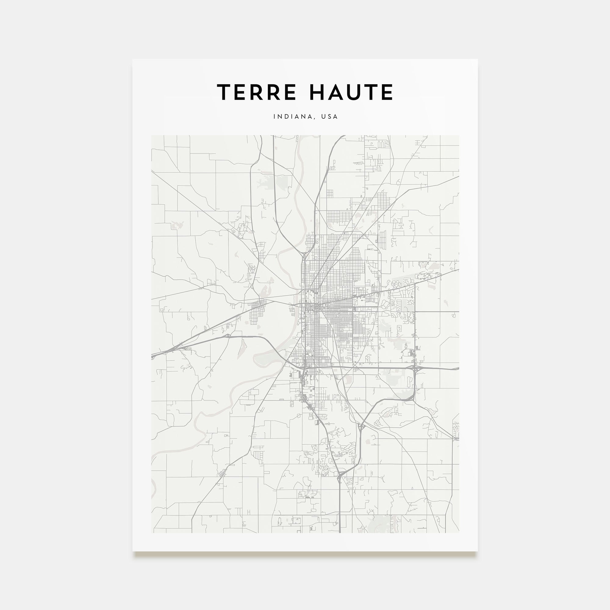 Terre Haute Map Portrait Poster