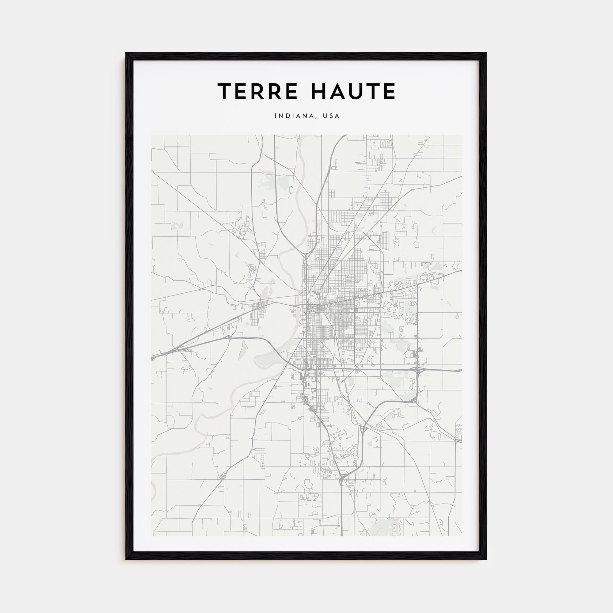 Terre Haute Map Portrait Poster