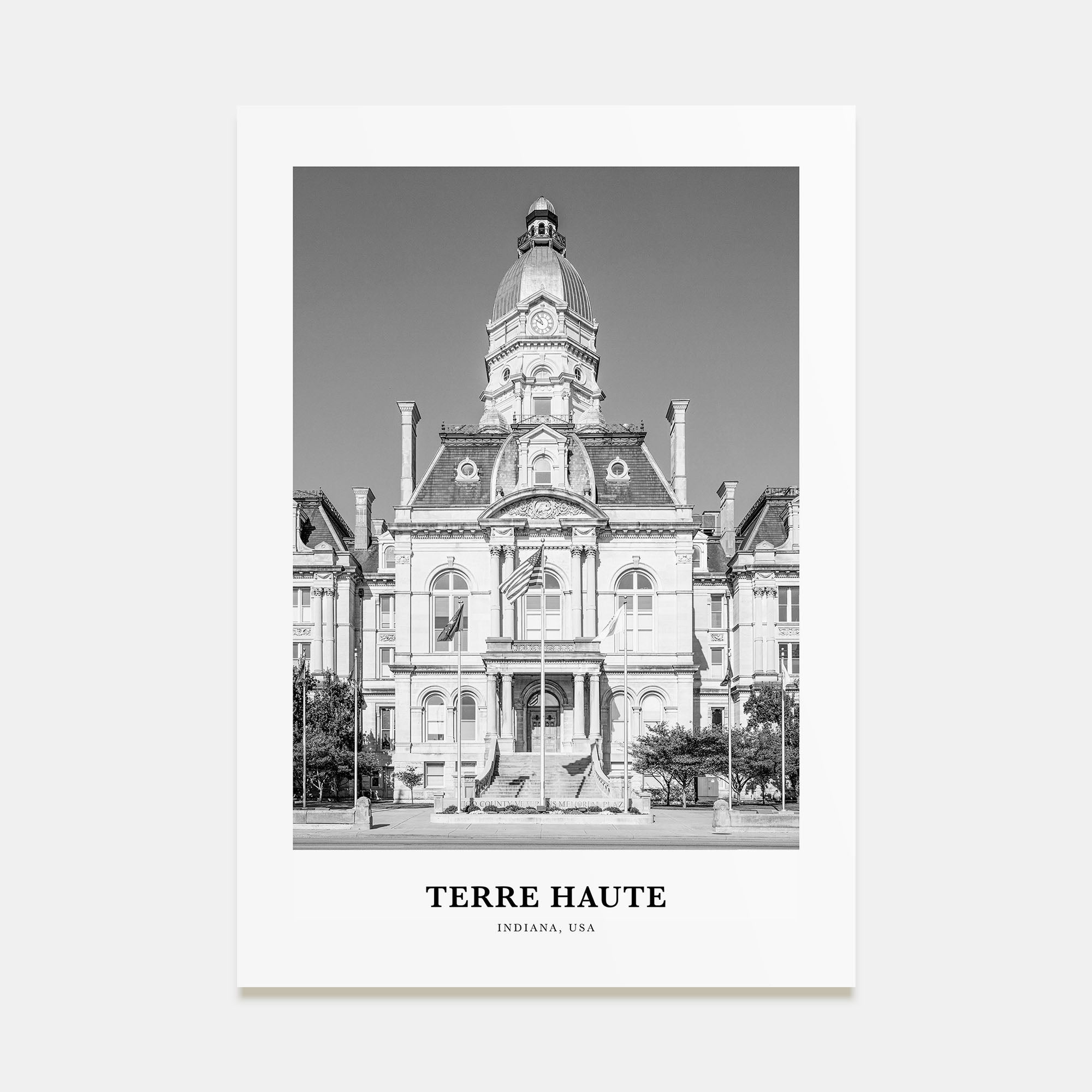 Terre Haute Portrait B&W Poster