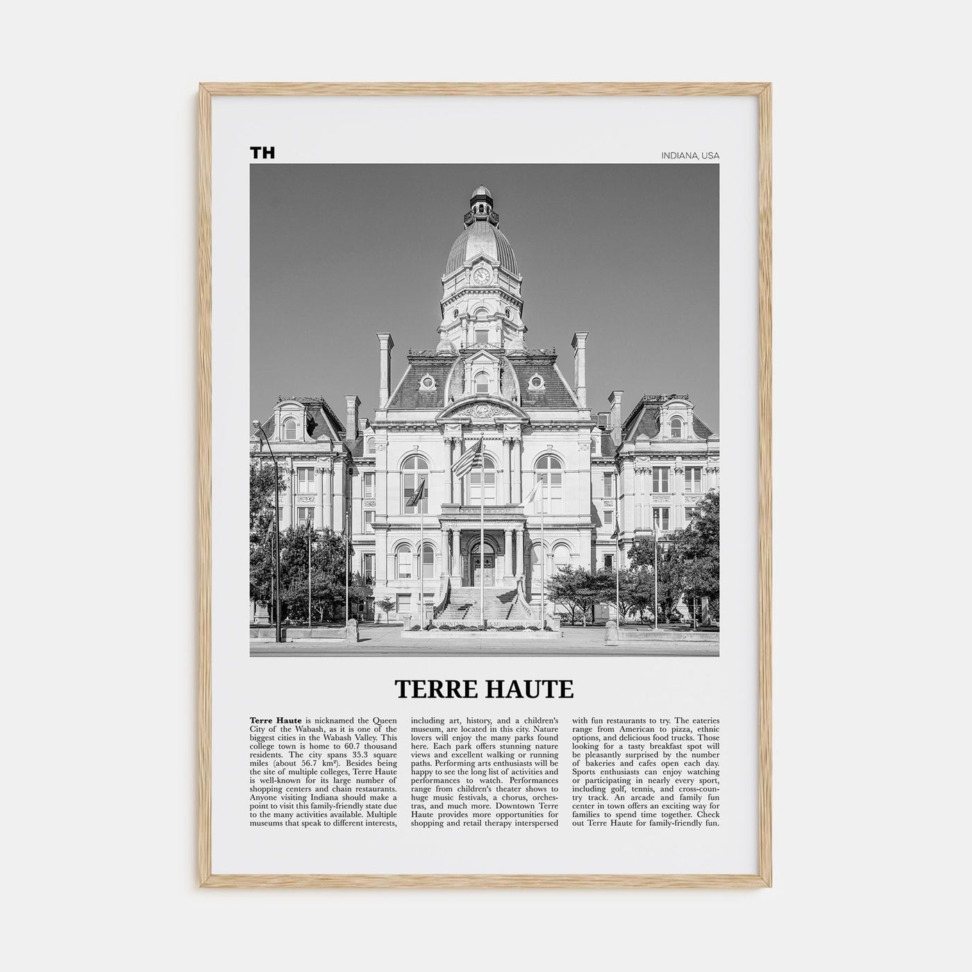 Terre Haute Travel B&W Poster