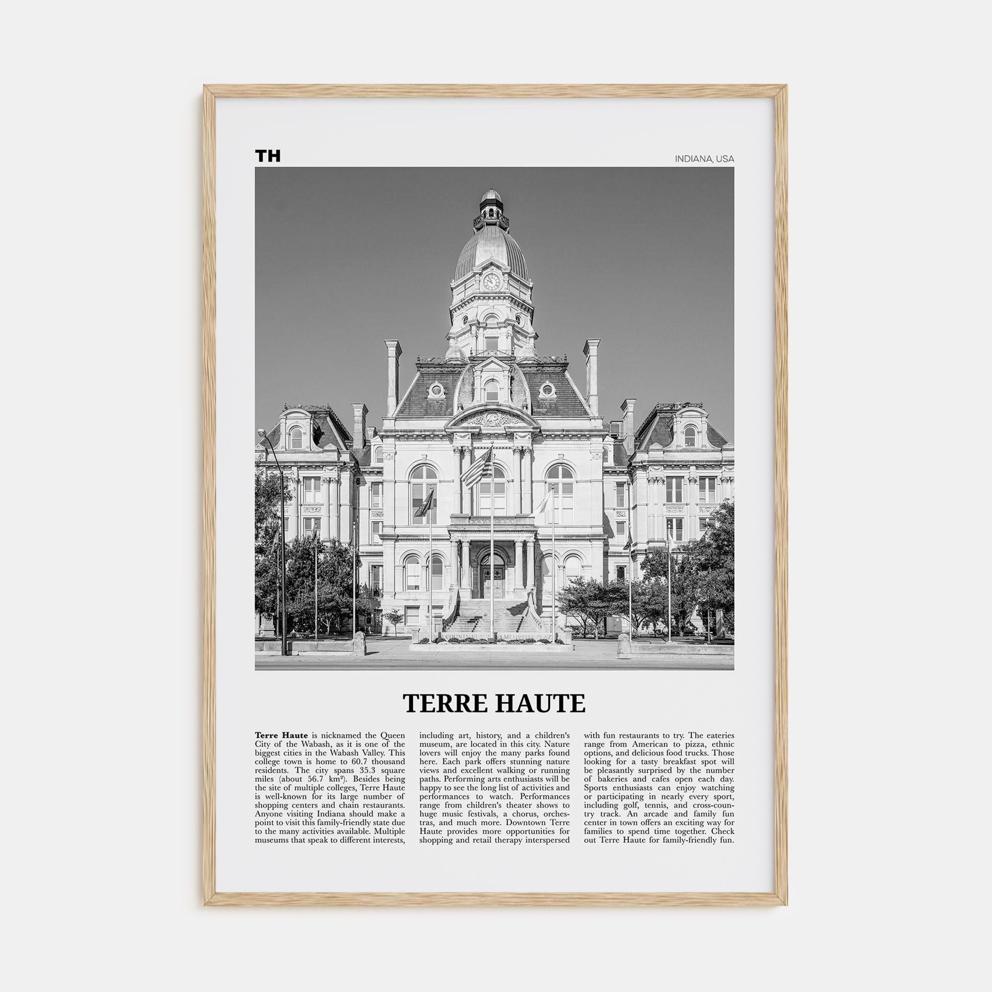 Terre Haute Travel B&W Poster