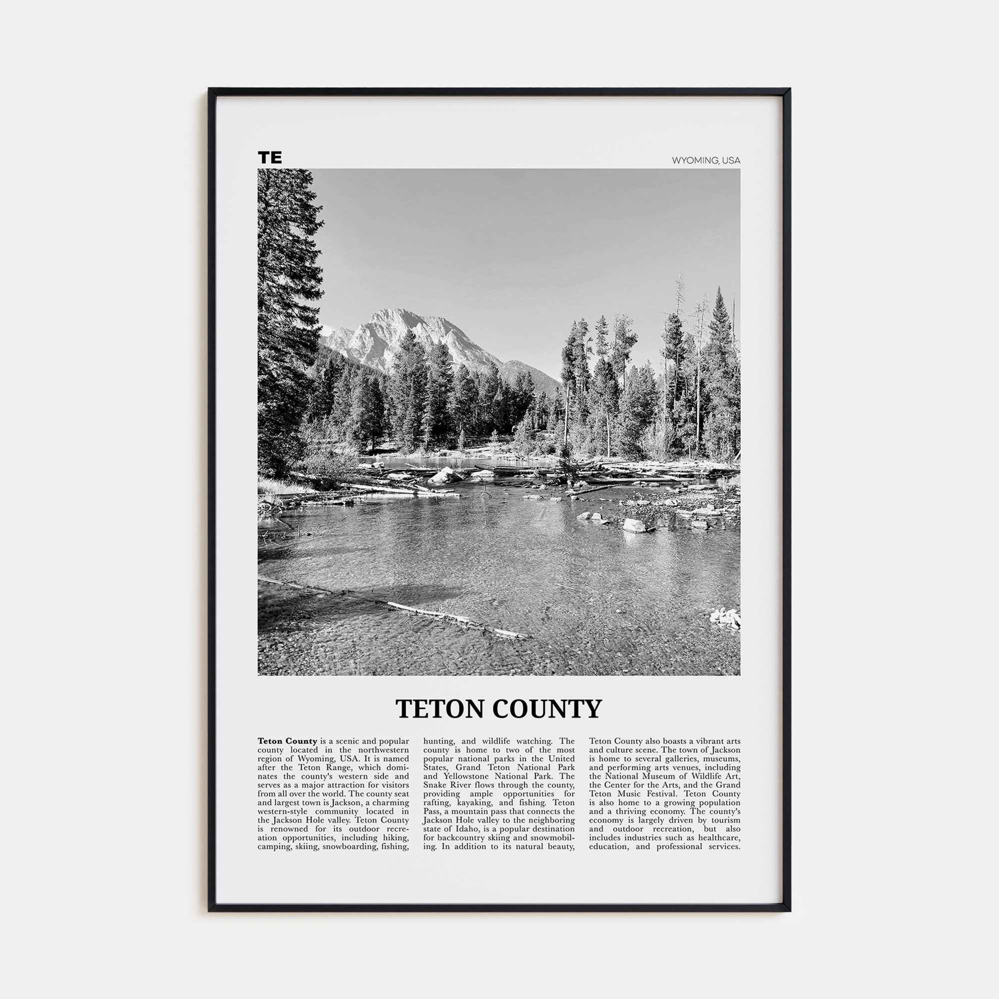 Teton County Travel B&W Poster