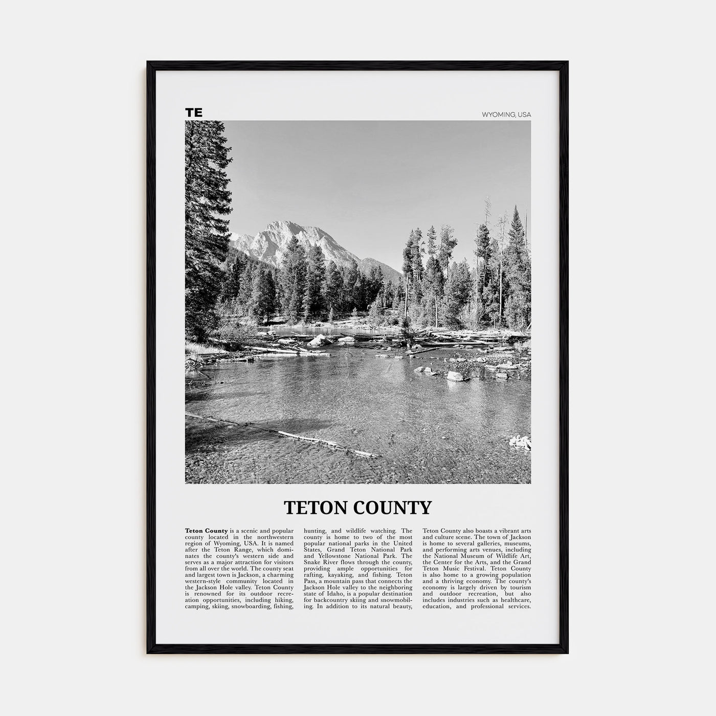 Teton County Travel B&W Poster