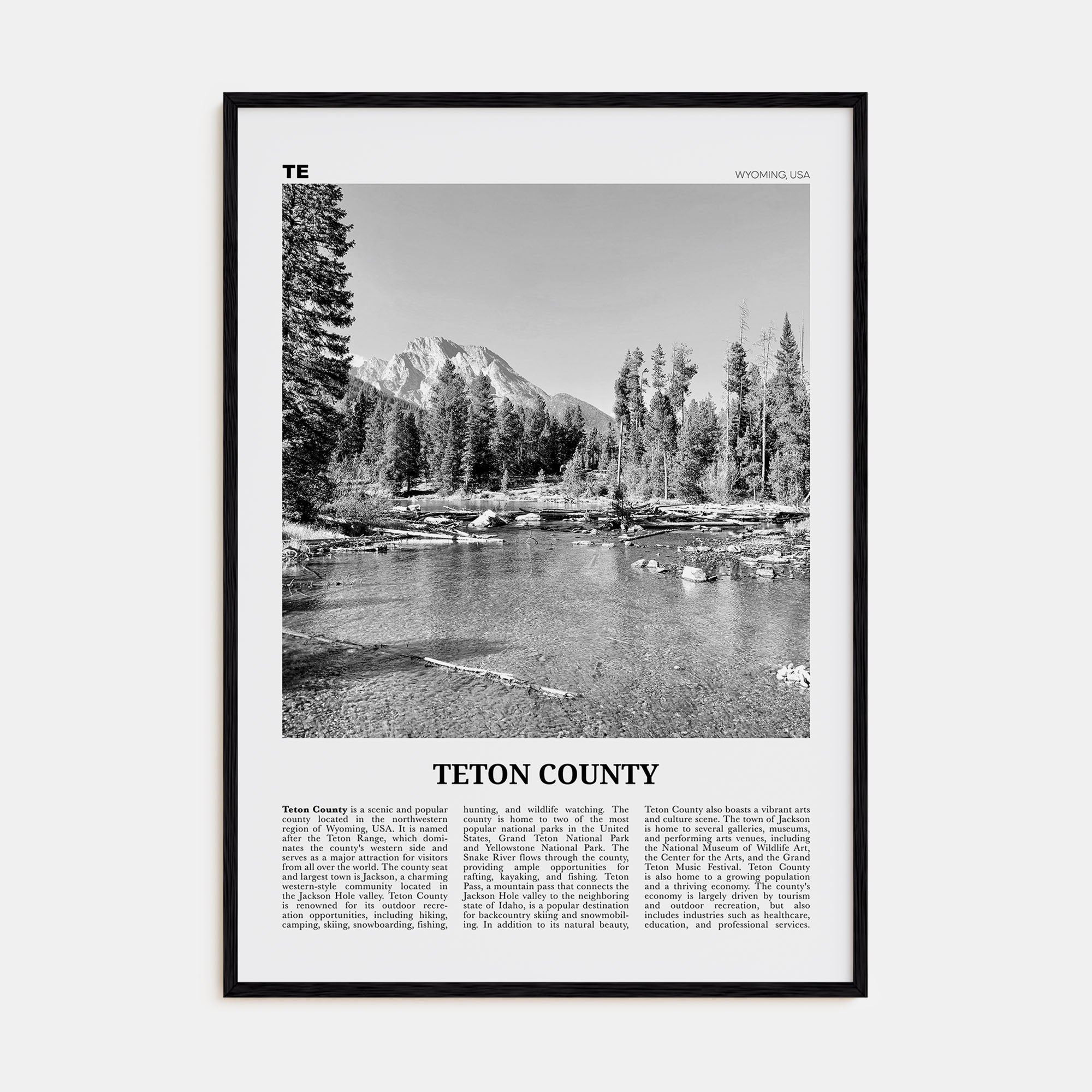 Teton County Travel B&W Poster
