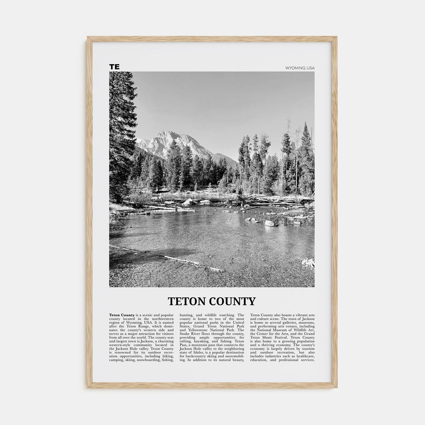 Teton County Travel B&W Poster