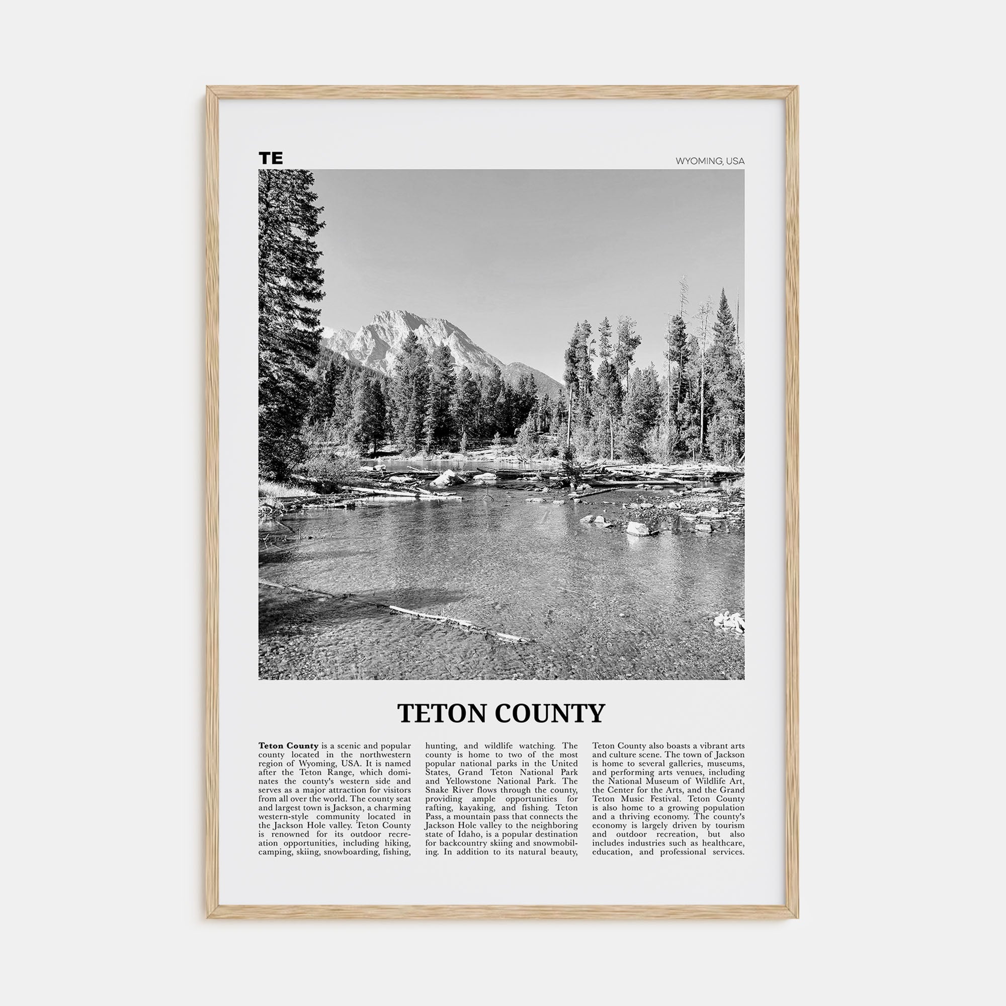 Teton County Travel B&W Poster